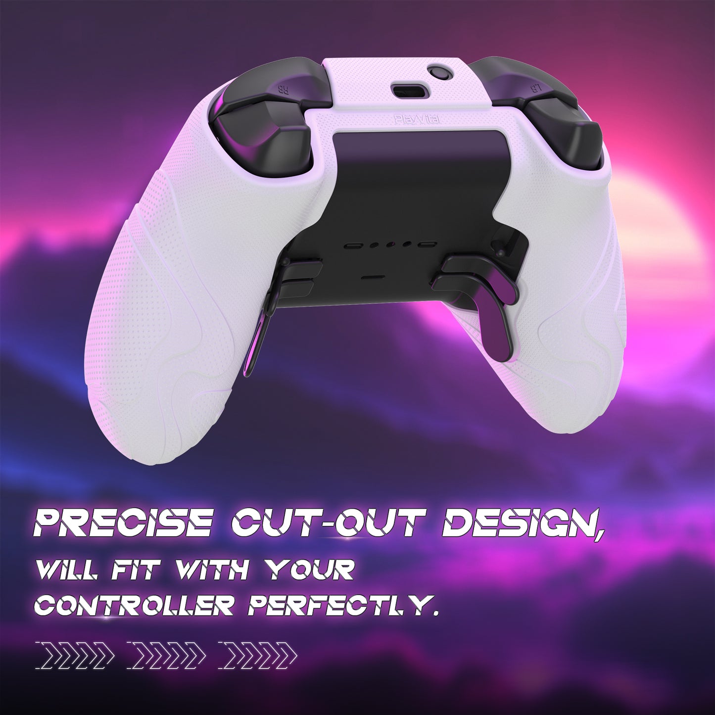 PlayVital マウンテンレンジエディション シリコングリップカバー(サムグリップ付き) Xbox Elite Series 2 コントローラー& Xbox Elite Series 2 コアコントローラー用【ホワイト】