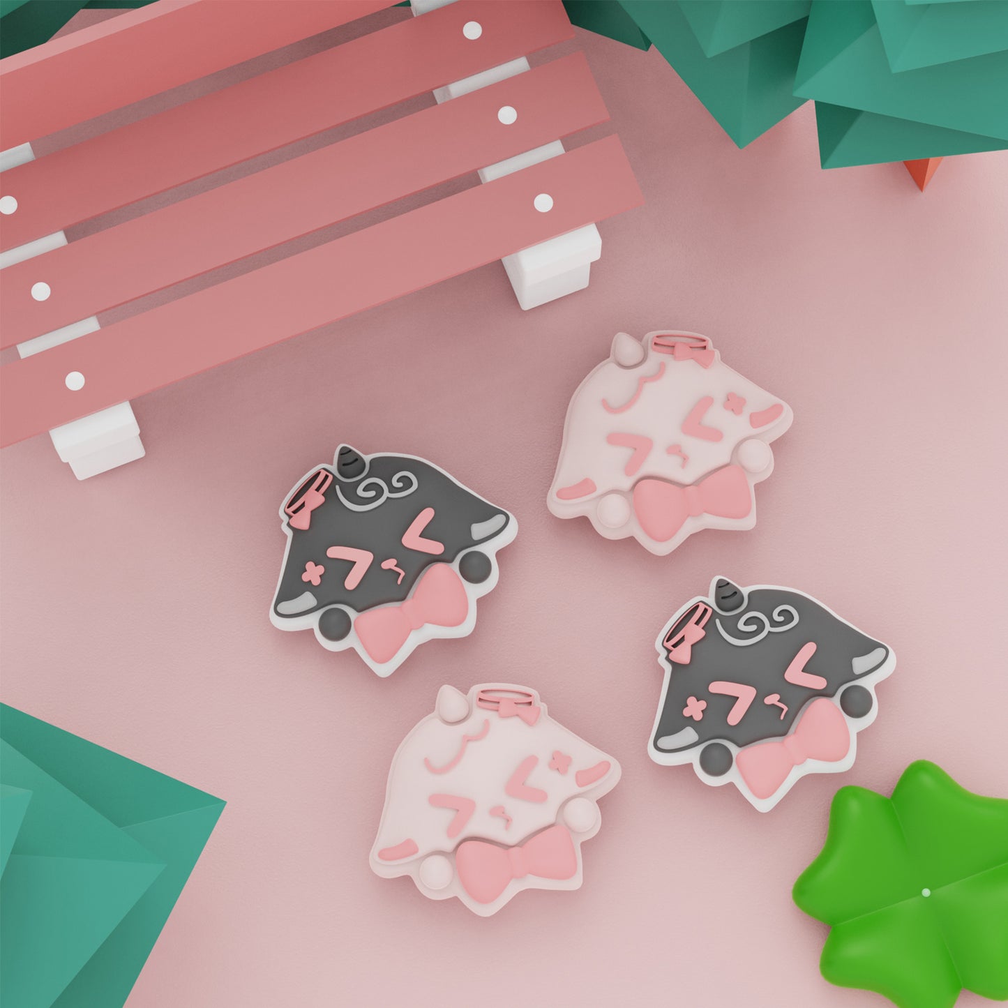 PlayVital かわいい親指グリップキャップ Nintendo Switch & 有機el & Switch Lite用【ふわリボンひつじ】