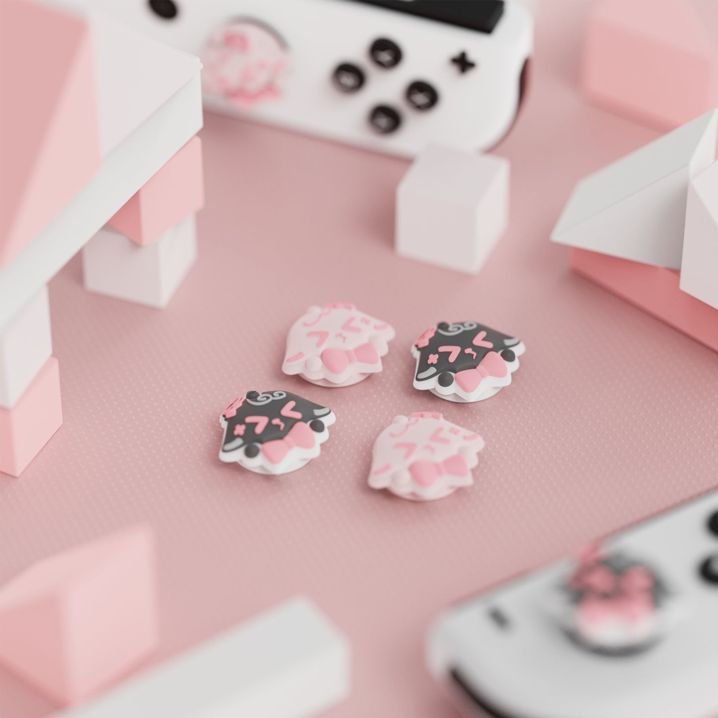 PlayVital かわいい親指グリップキャップ Nintendo Switch & 有機el & Switch Lite用【ふわリボンひつじ】