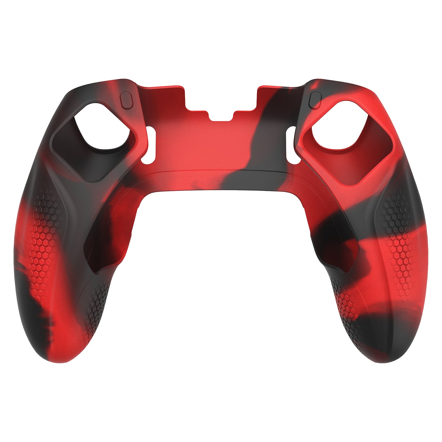 PlayVital Ninja Edition 滑り止めハーフカバーシリコンカバースキン サムグリップキャップ付き PS5 Edge コントローラー用 【レッド & ブラック】