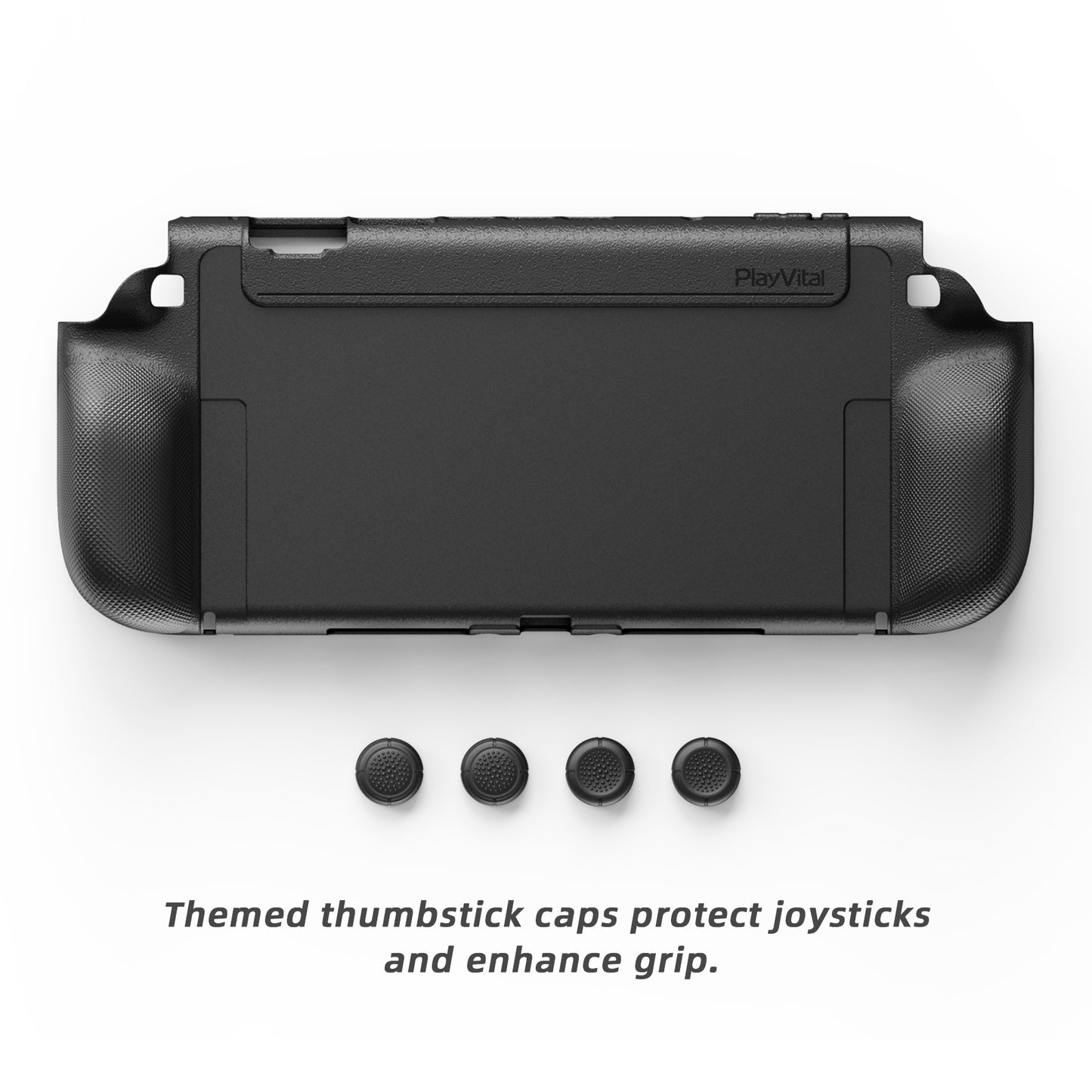 PlayVital PURE Nintendo Switch 2(2025)対応 TPU保護ケース ドック対応 耐衝撃 人間工学設計 グリップ付き 滑り止め 親指グリップキャップ付き【ブラック】