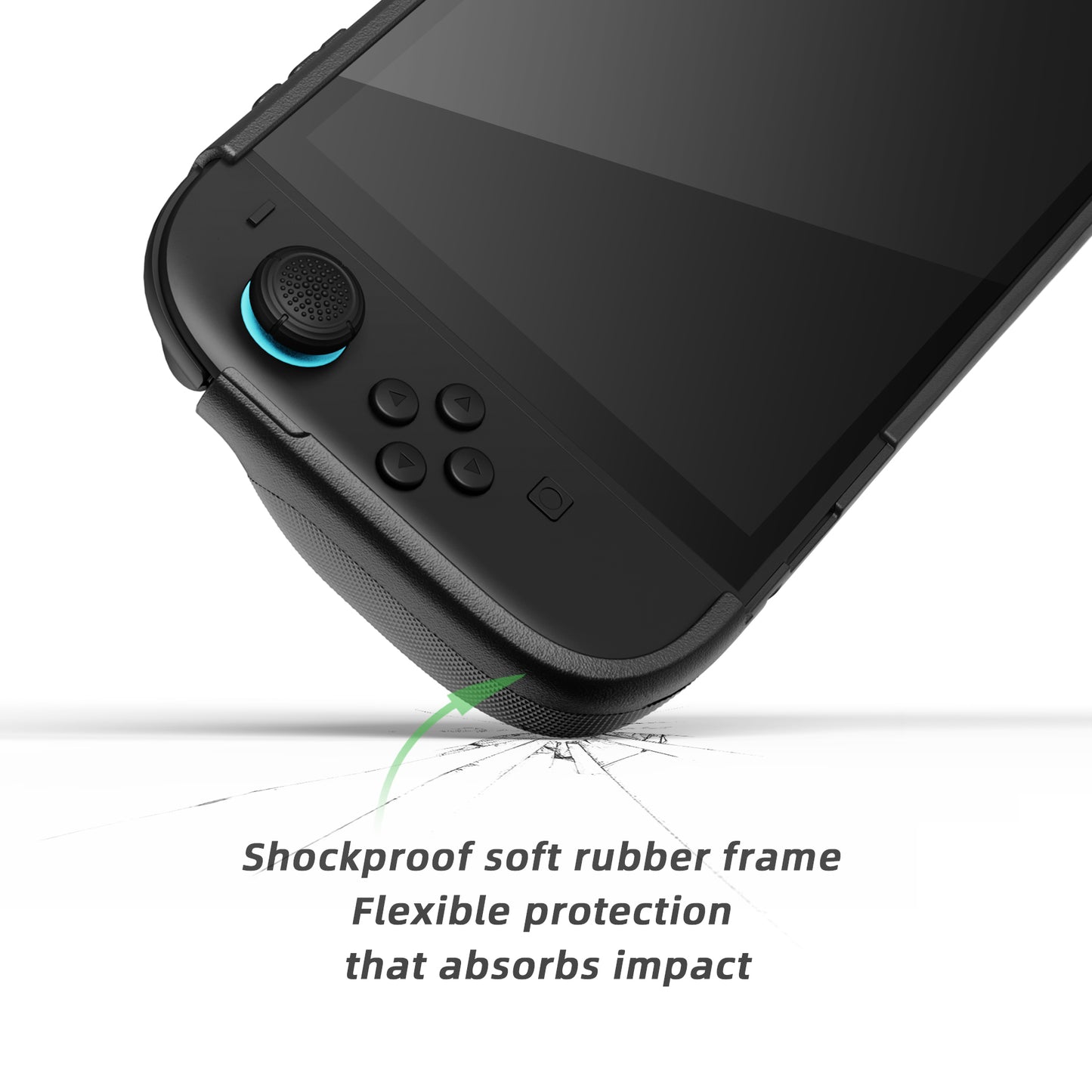 PlayVital PURE Nintendo Switch 2(2025)対応 TPU保護ケース ドック対応 耐衝撃 人間工学設計 グリップ付き 滑り止め 親指グリップキャップ付き【ブラック】