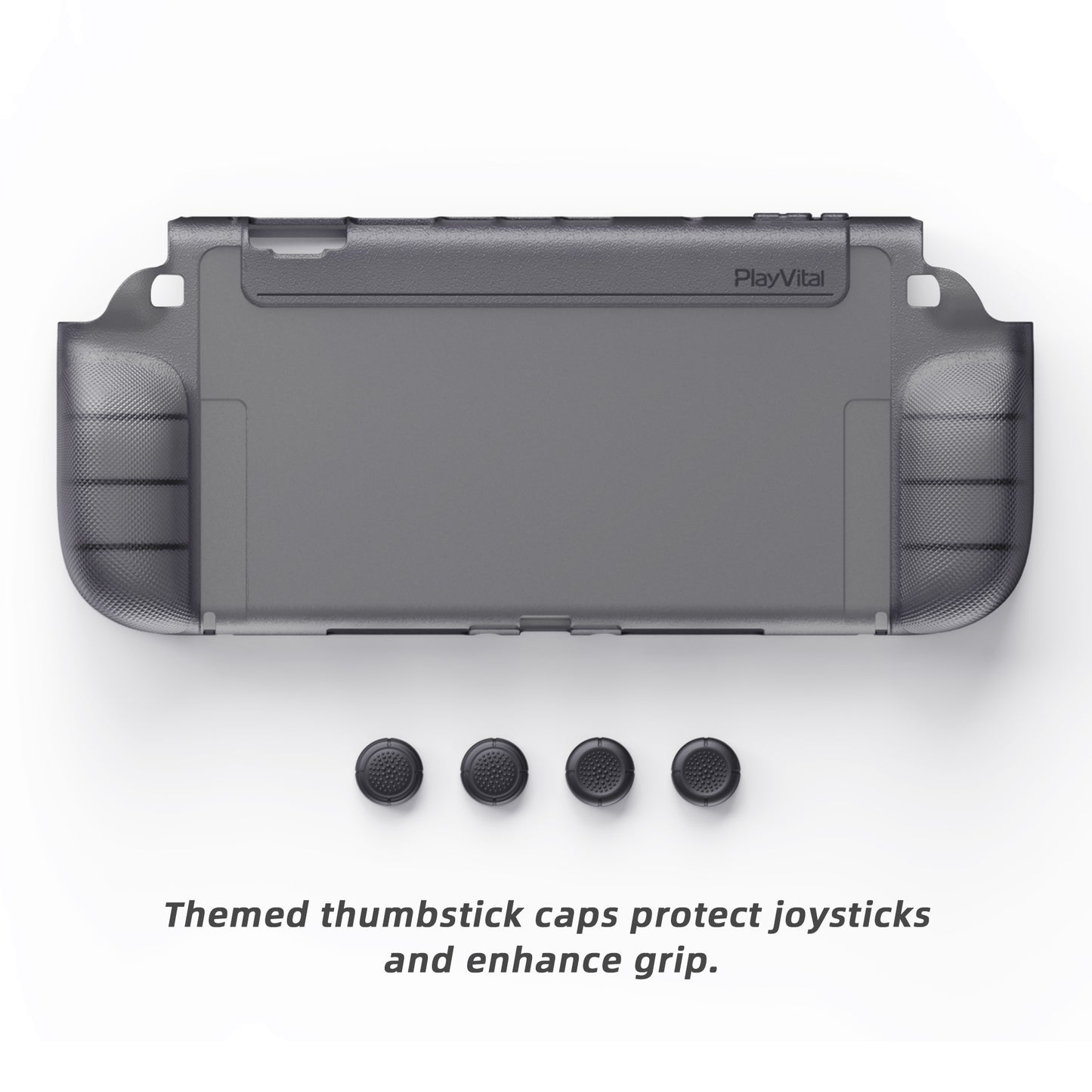 PlayVital PURE Nintendo Switch 2(2025)対応 TPU保護ケース ドック対応 耐衝撃 人間工学設計 グリップ付き 滑り止め 親指グリップキャップ付き【クリアブラック】