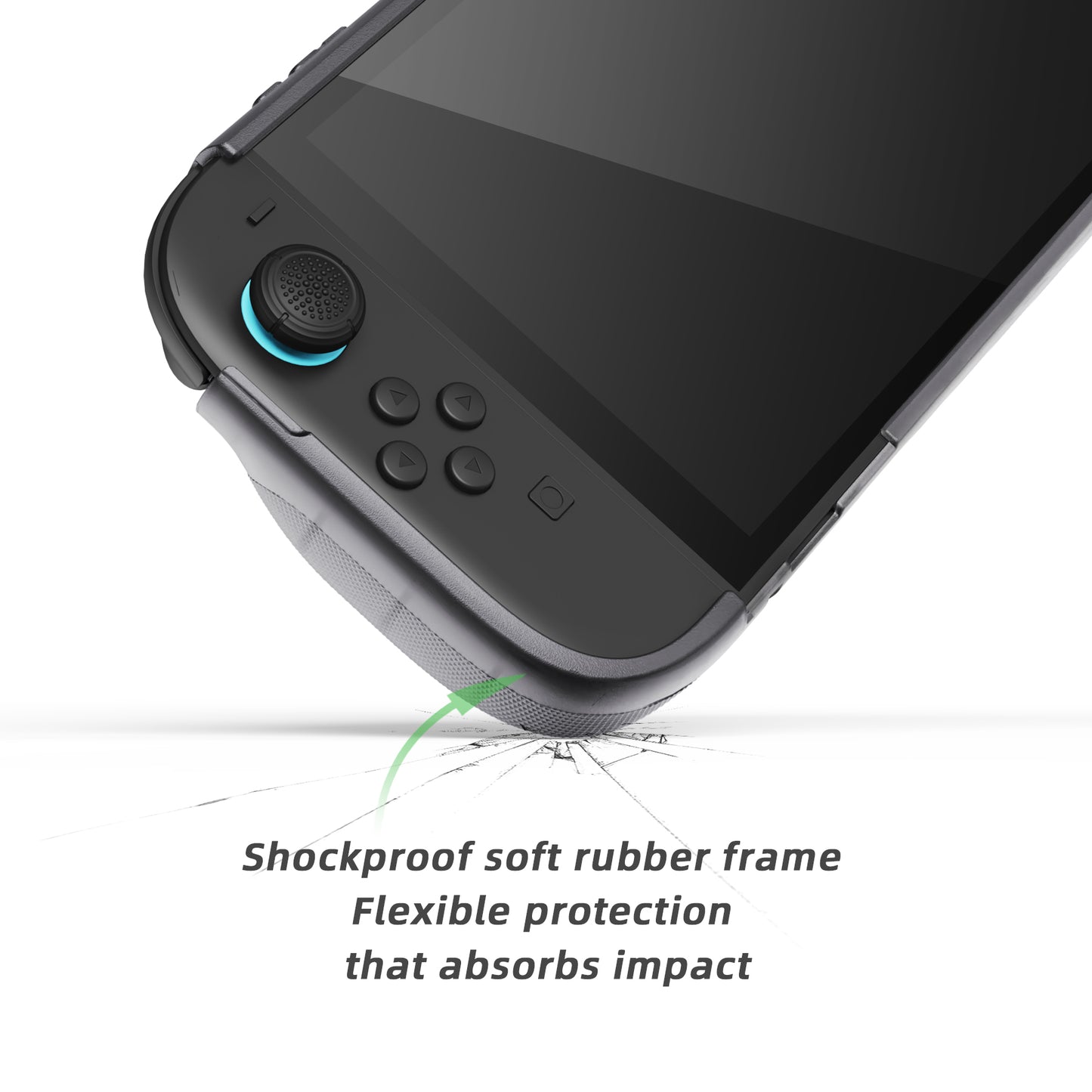 PlayVital PURE Nintendo Switch 2(2025)対応 TPU保護ケース ドック対応 耐衝撃 人間工学設計 グリップ付き 滑り止め 親指グリップキャップ付き【クリアブラック】