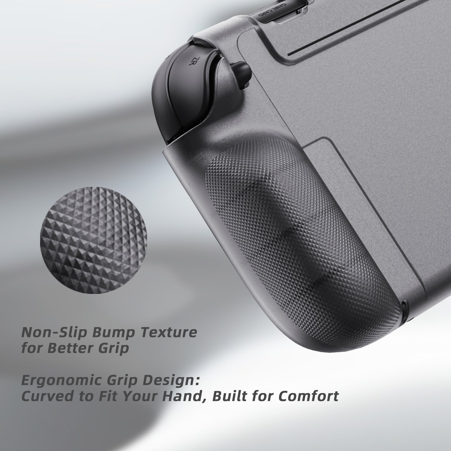 PlayVital PURE Nintendo Switch 2(2025)対応 TPU保護ケース ドック対応 耐衝撃 人間工学設計 グリップ付き 滑り止め 親指グリップキャップ付き【クリアブラック】