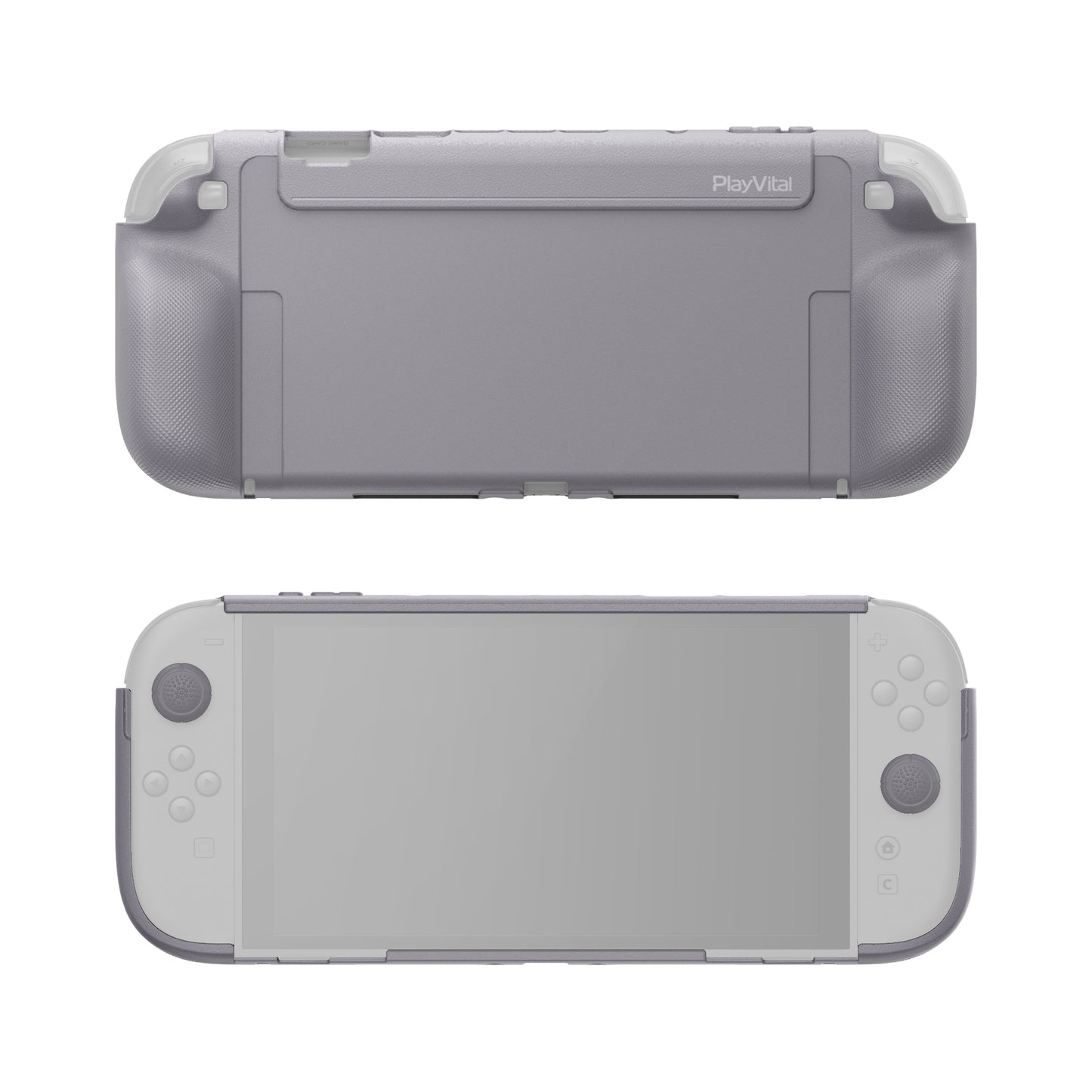 PlayVital PURE Nintendo Switch 2(2025)対応 TPU保護ケース ドック対応 耐衝撃 人間工学設計 グリップ付き 滑り止め 親指グリップキャップ付き【グレー】