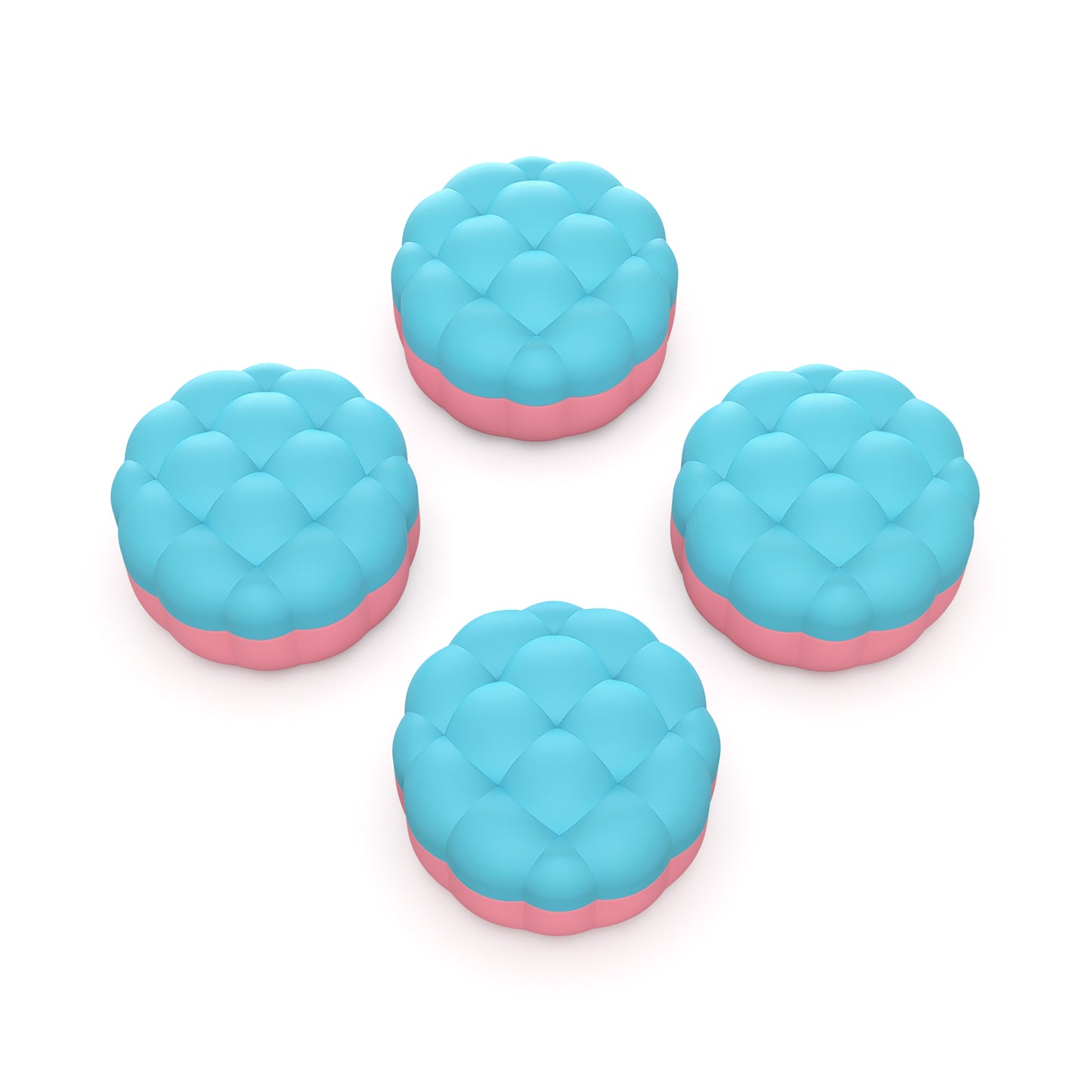 PlayVital パフクラウドテクスチャデザイン サムクッション グリップキャップ PS5 & PS4 & Switch Pro & Xbox Series X/S & Xbox Elite Series 2 & Xbox One & Xbox Core ワイヤレスコントローラー対応【 アクアブルー&コーラルピンク】