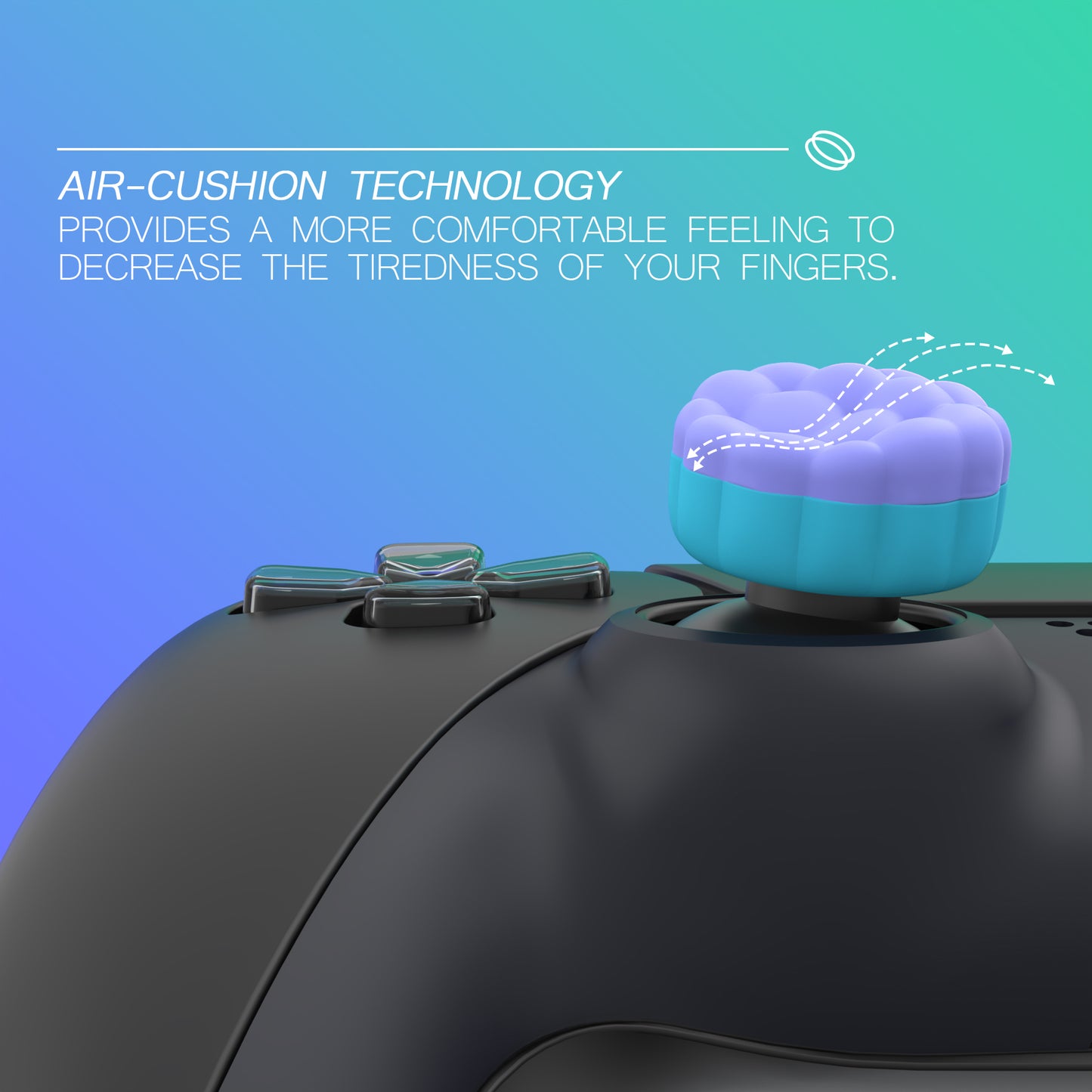 PlayVital パフクラウドテクスチャデザイン サムクッション グリップキャップ PS5 & PS4 & Switch Pro & Xbox Series X/S & Xbox Elite Series 2 & Xbox One & Xbox Core ワイヤレスコントローラー対応【ライトパープル&アクアブルー】