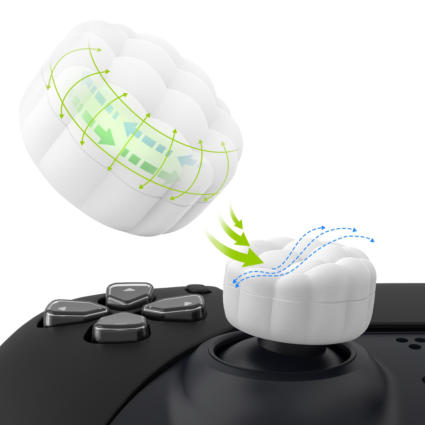 PlayVital パフクラウドテクスチャデザイン サムクッション グリップキャップ PS5 & PS4 & Switch Pro & Xbox Series X/S & Xbox Elite Series 2 & Xbox One & Xbox Core ワイヤレスコントローラー対応【ホワイト】