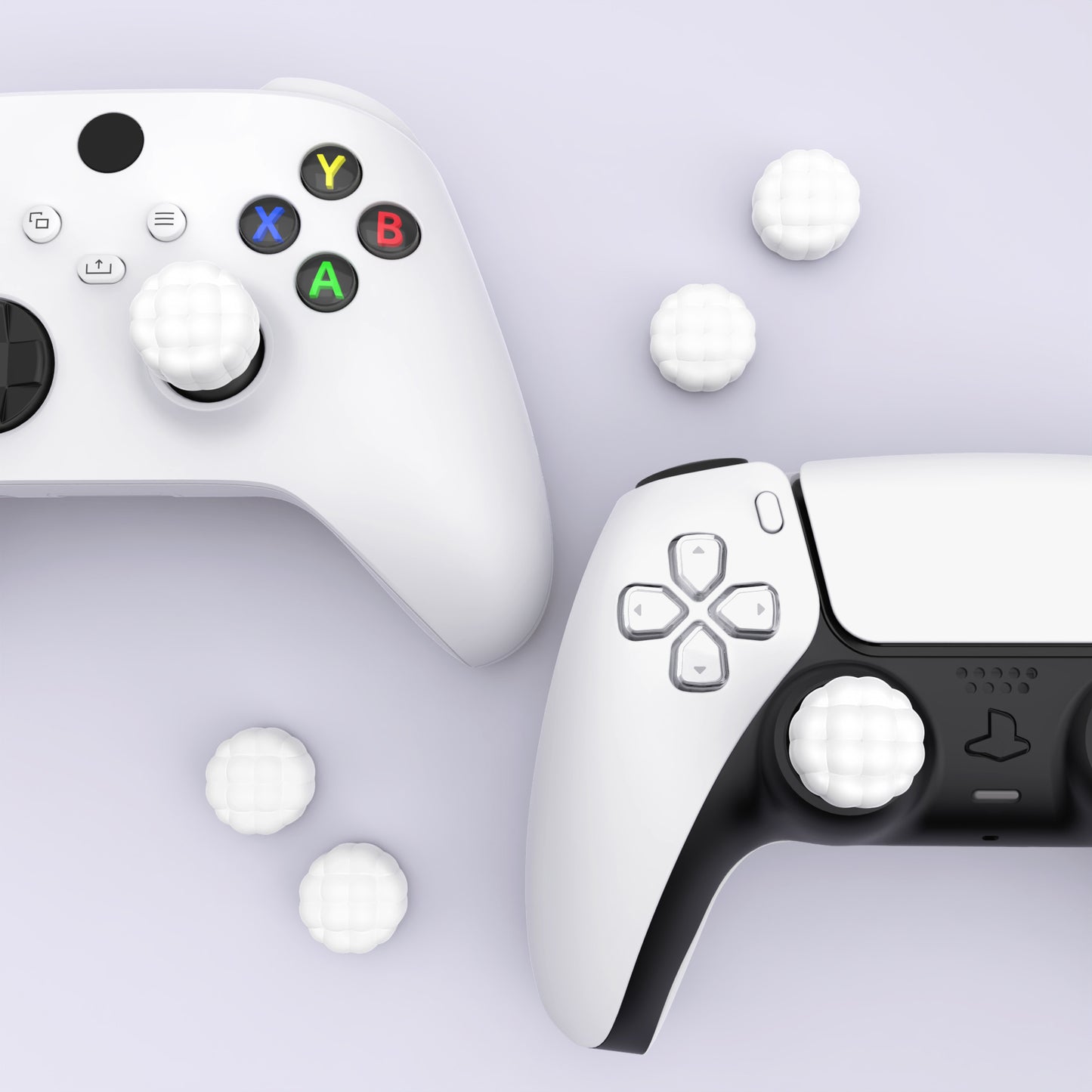 PlayVital パフクラウドテクスチャデザイン サムクッション グリップキャップ PS5 & PS4 & Switch Pro & Xbox Series X/S & Xbox Elite Series 2 & Xbox One & Xbox Core ワイヤレスコントローラー対応【ホワイト】