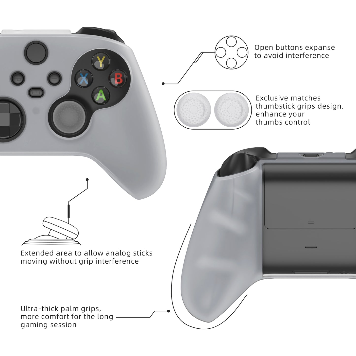 PlayVital ピュアシリーズ アンチスリップシリコンカバー スキンとサムグリップキャップ Xbox Series X/S コントローラー&Xbox Core ワイヤレスコントローラー用【グリーン(グローインダーク)】