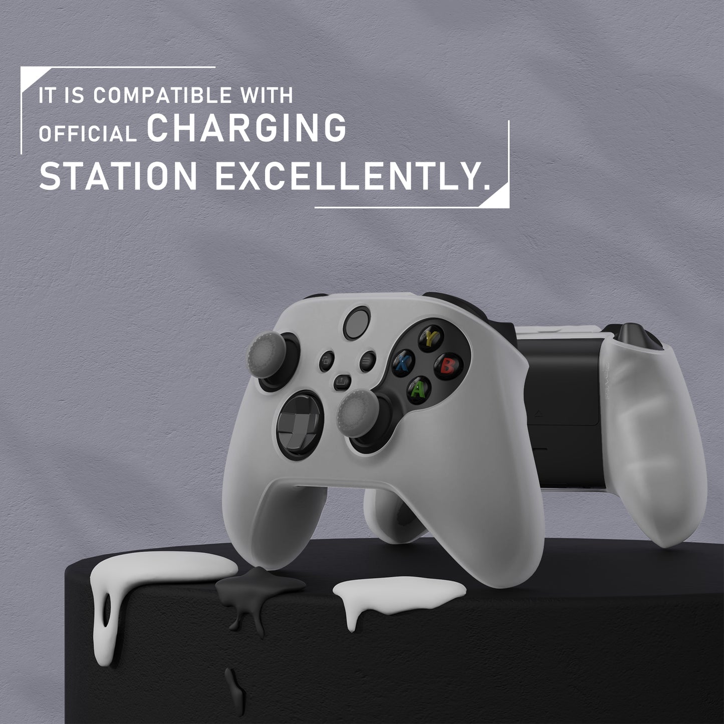 PlayVital ピュアシリーズ アンチスリップシリコンカバー スキンとサムグリップキャップ Xbox Series X/S コントローラー&Xbox Core ワイヤレスコントローラー用【グリーン(グローインダーク)】