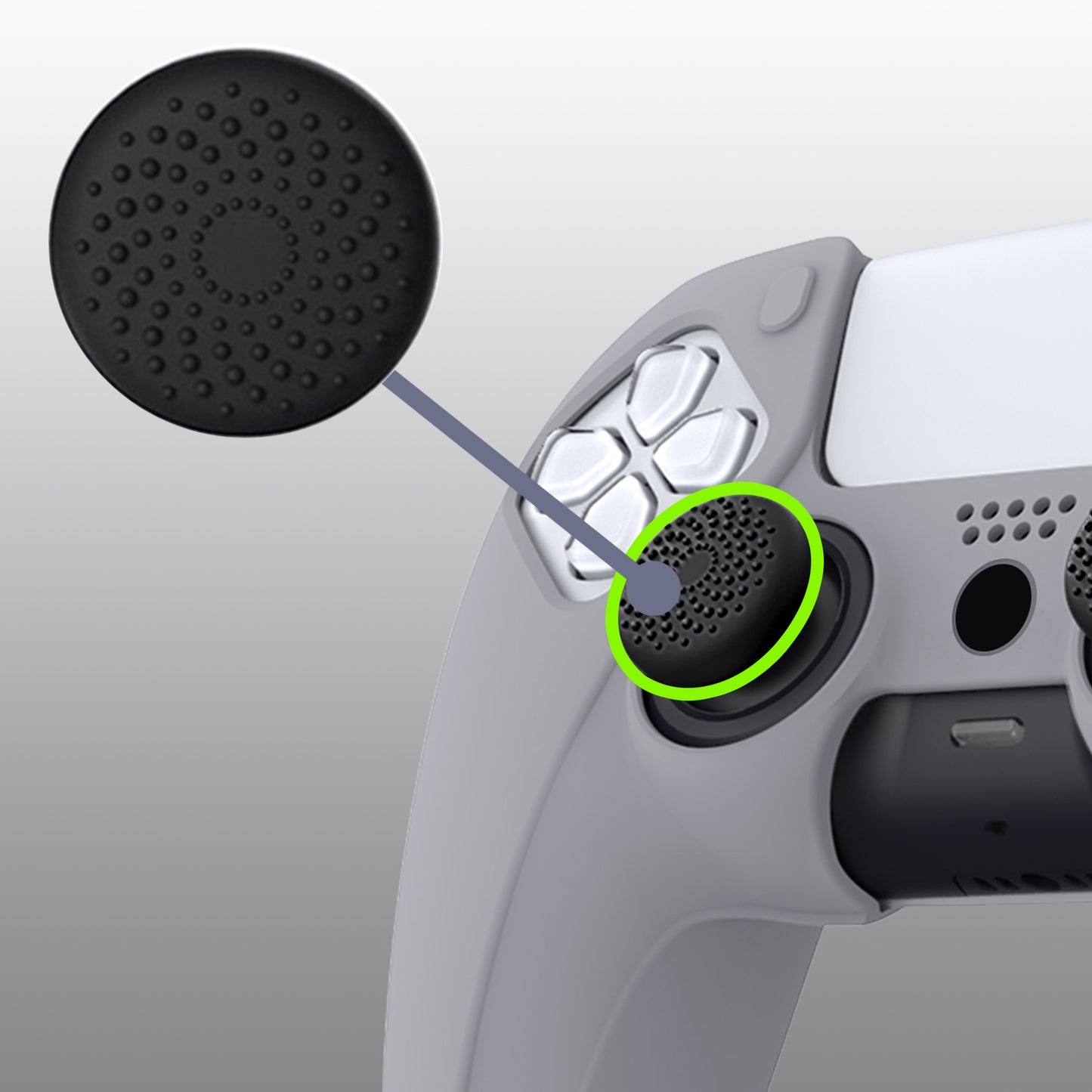 PlayVital Pure シリーズ ドッキング可能モデル 滑り止めシリコンカバースキン 親指グリップキャップ付き PS5 ワイヤレスコントローラー用 - 充電ステーション対応 【ダークグレー】
