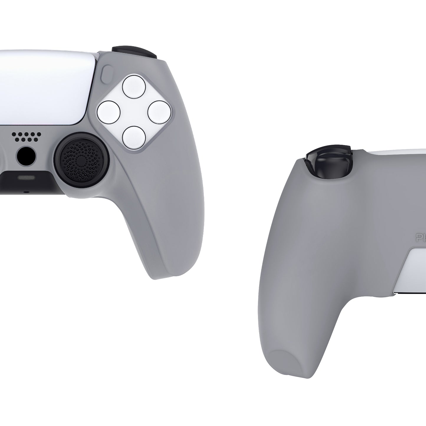 PlayVital Pure シリーズ ドッキング可能モデル 滑り止めシリコンカバースキン 親指グリップキャップ付き PS5 ワイヤレスコントローラー用 - 充電ステーション対応 【ダークグレー】