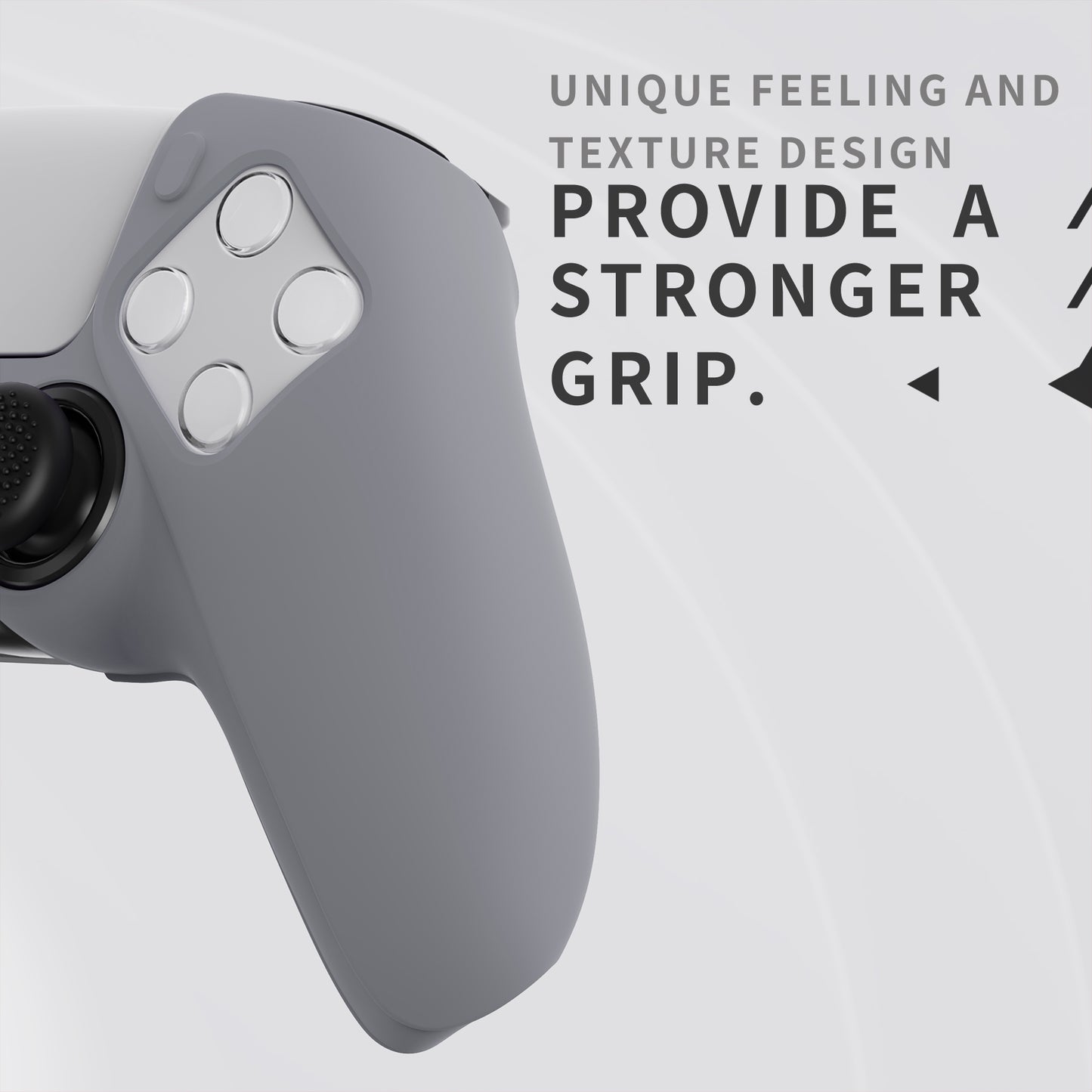 PlayVital Pure シリーズ ドッキング可能モデル 滑り止めシリコンカバースキン 親指グリップキャップ付き PS5 ワイヤレスコントローラー用 - 充電ステーション対応 【ダークグレー】