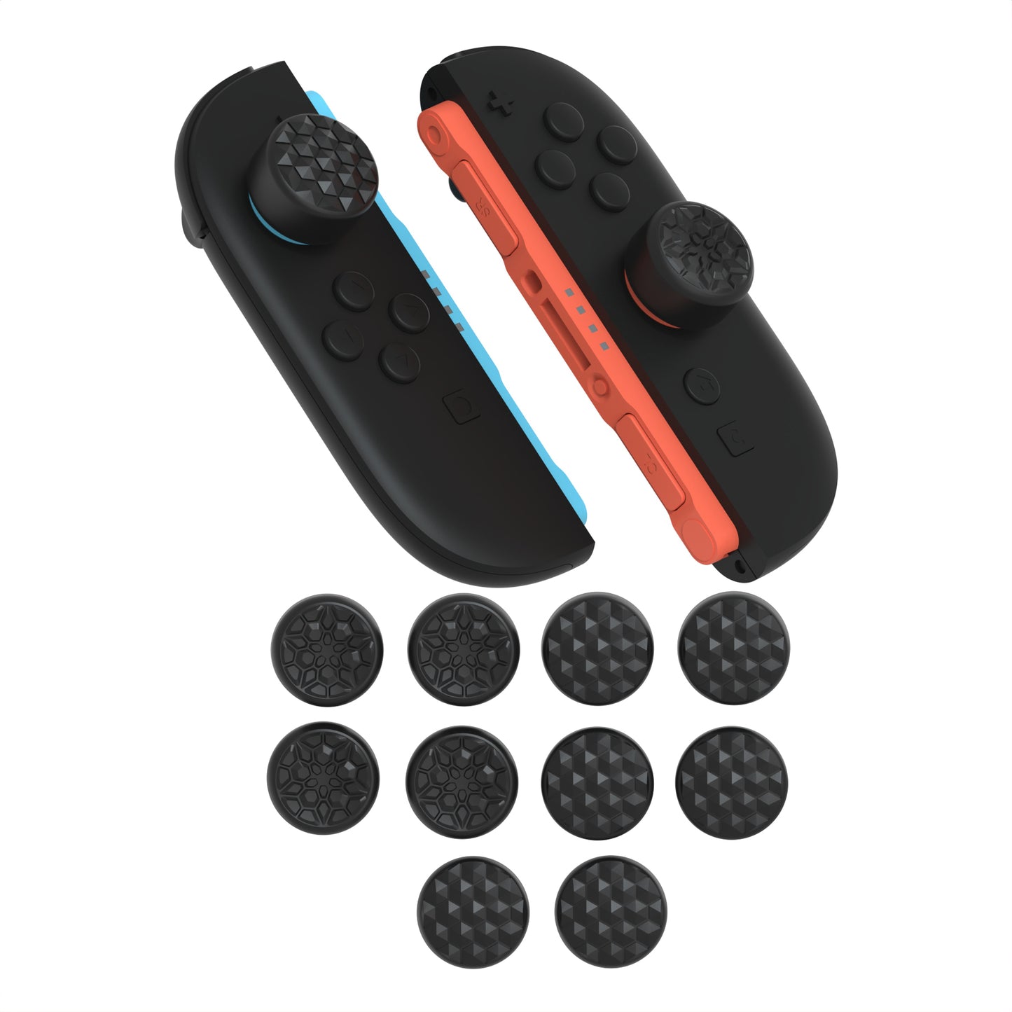 PlayVital QUANTUM Pro 2025年新型Switch 2対応用エルゴノミック親指グリップキャップ 3段階高さ(凸型・凹型)調整対応 エイム精度向上 ダイヤモンドテクスチャ&クラックボムデザイン【ブラック】