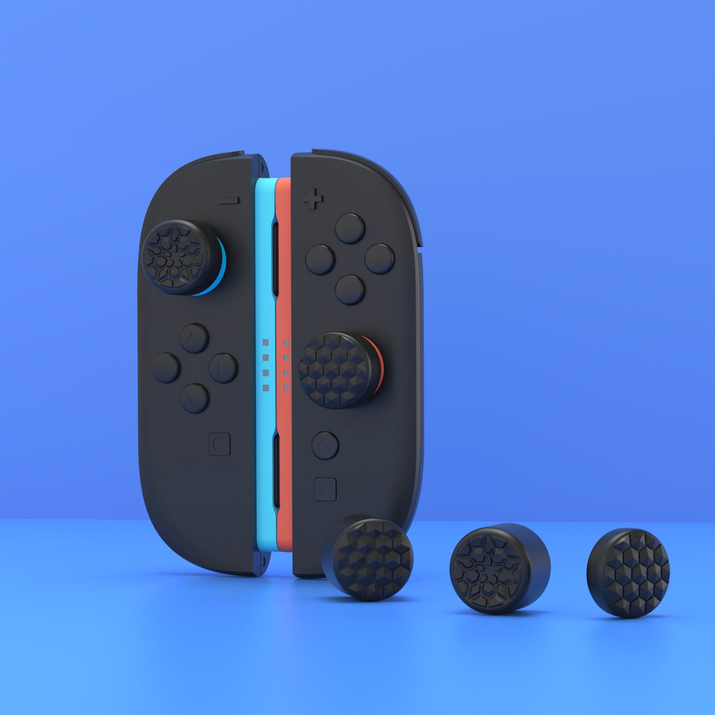 PlayVital QUANTUM Pro 2025年新型Switch 2対応用エルゴノミック親指グリップキャップ 3段階高さ(凸型・凹型)調整対応 エイム精度向上 ダイヤモンドテクスチャ&クラックボムデザイン【ブラック】