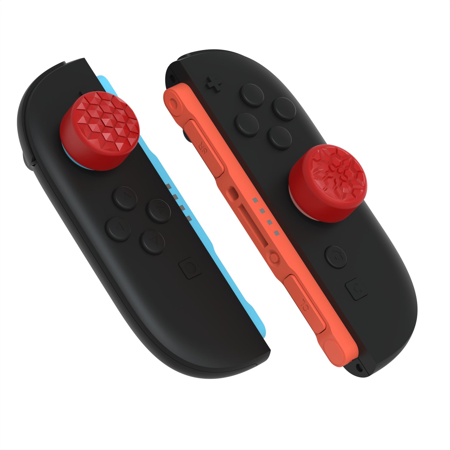 PlayVital QUANTUM Pro 2025年新型Switch 2対応用エルゴノミック親指グリップキャップ 3段階高さ(凸型・凹型)調整対応 エイム精度向上 ダイヤモンドテクスチャ&クラックボムデザイン【レッド】