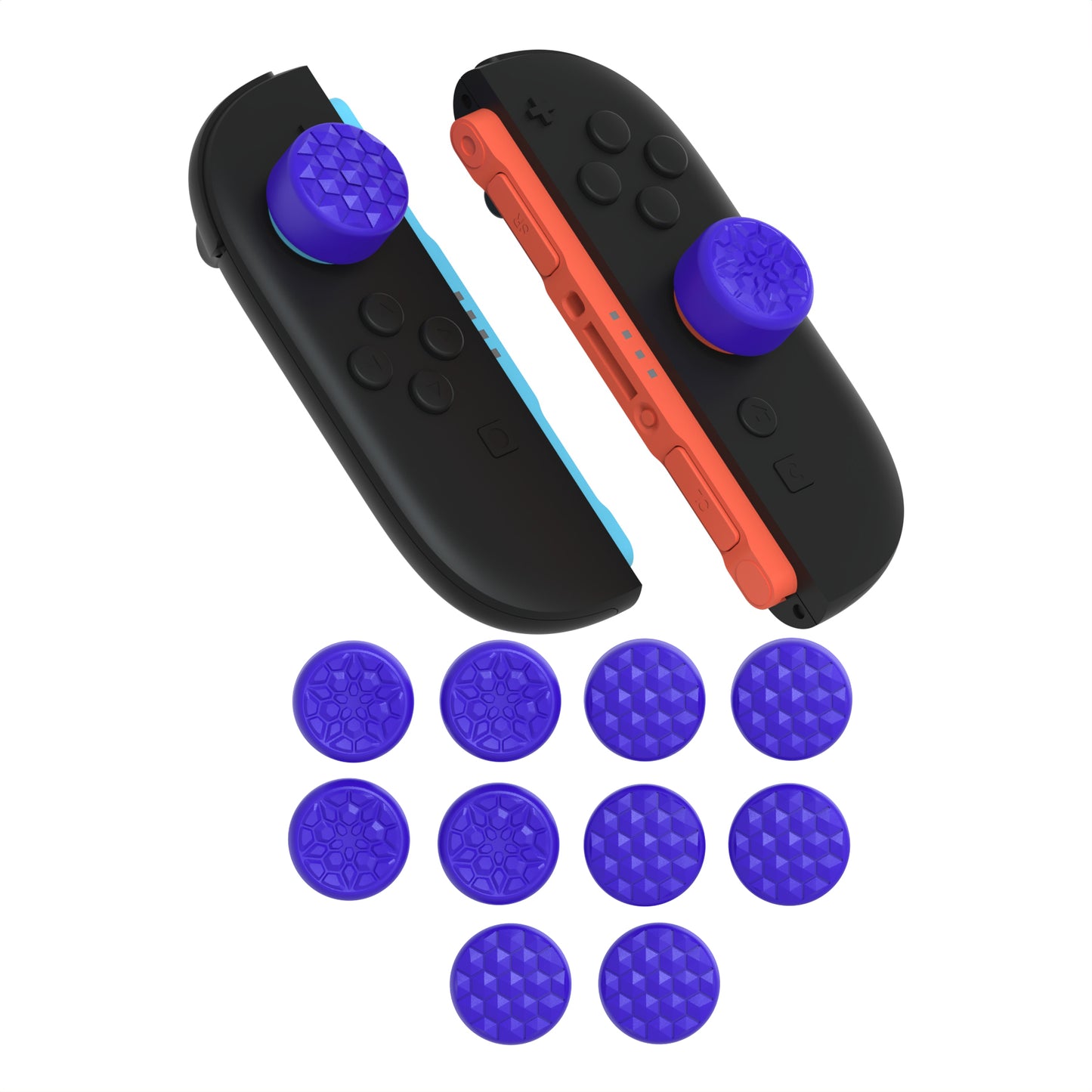 PlayVital QUANTUM Pro 2025年新型Switch 2対応用エルゴノミック親指グリップキャップ 3段階高さ(凸型・凹型)調整対応 エイム精度向上 ダイヤモンドテクスチャ&クラックボムデザイン【パープル】