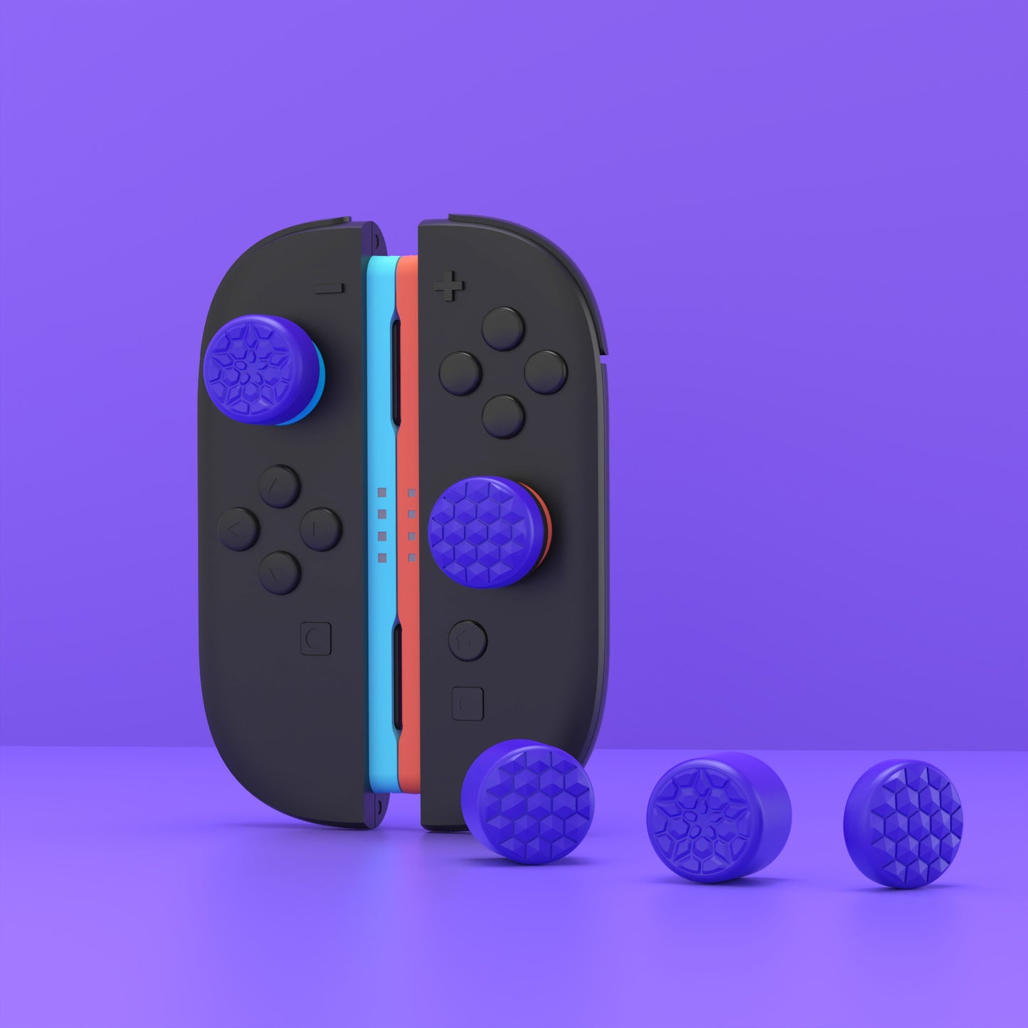 PlayVital QUANTUM Pro 2025年新型Switch 2対応用エルゴノミック親指グリップキャップ 3段階高さ(凸型・凹型)調整対応 エイム精度向上 ダイヤモンドテクスチャ&クラックボムデザイン【パープル】