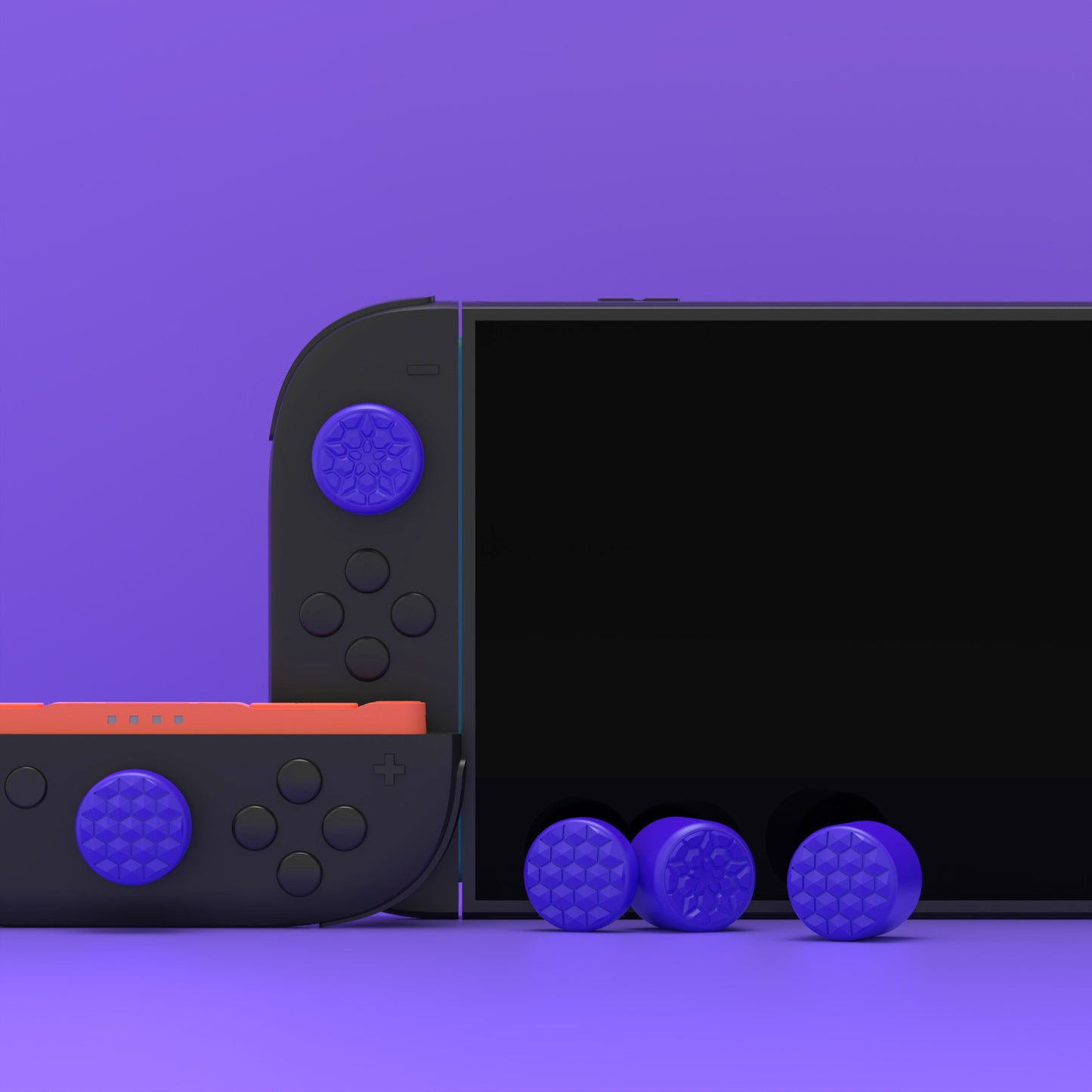 PlayVital QUANTUM Pro 2025年新型Switch 2対応用エルゴノミック親指グリップキャップ 3段階高さ(凸型・凹型)調整対応 エイム精度向上 ダイヤモンドテクスチャ&クラックボムデザイン【パープル】