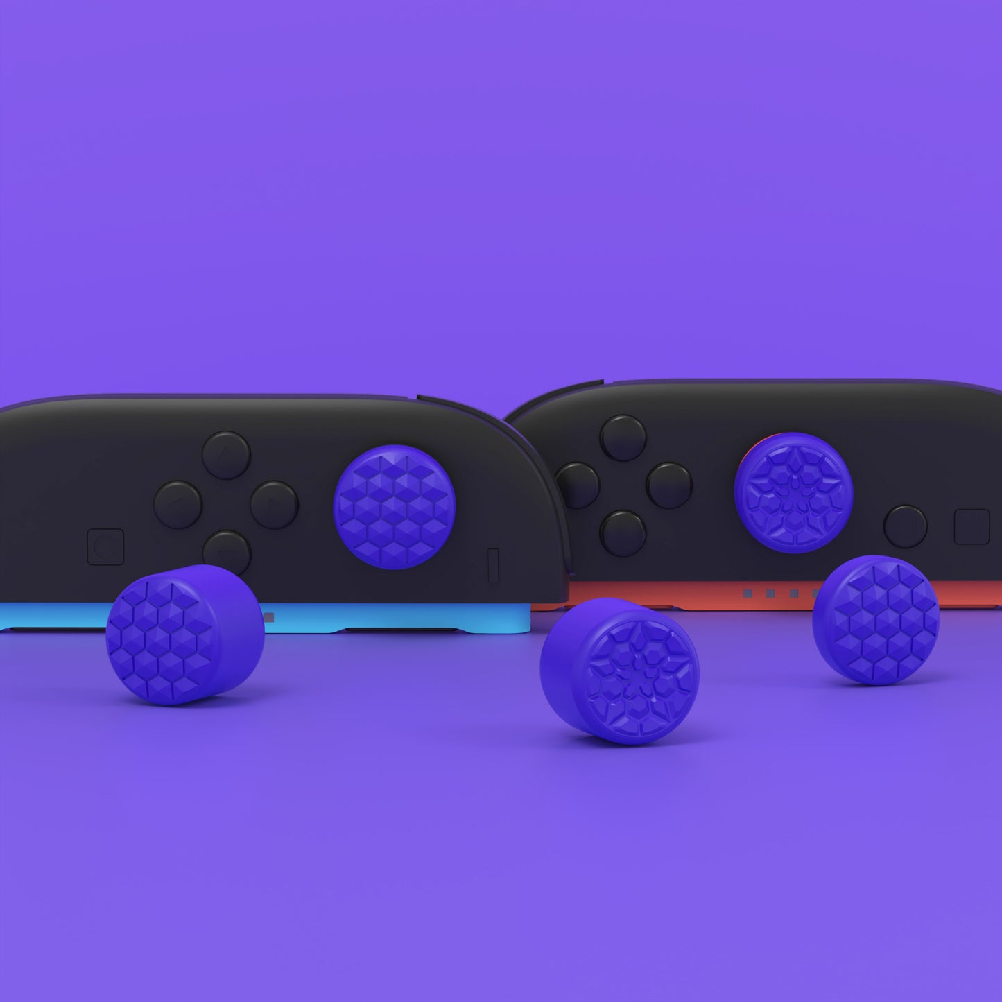 PlayVital QUANTUM Pro 2025年新型Switch 2対応用エルゴノミック親指グリップキャップ 3段階高さ(凸型・凹型)調整対応 エイム精度向上 ダイヤモンドテクスチャ&クラックボムデザイン【パープル】