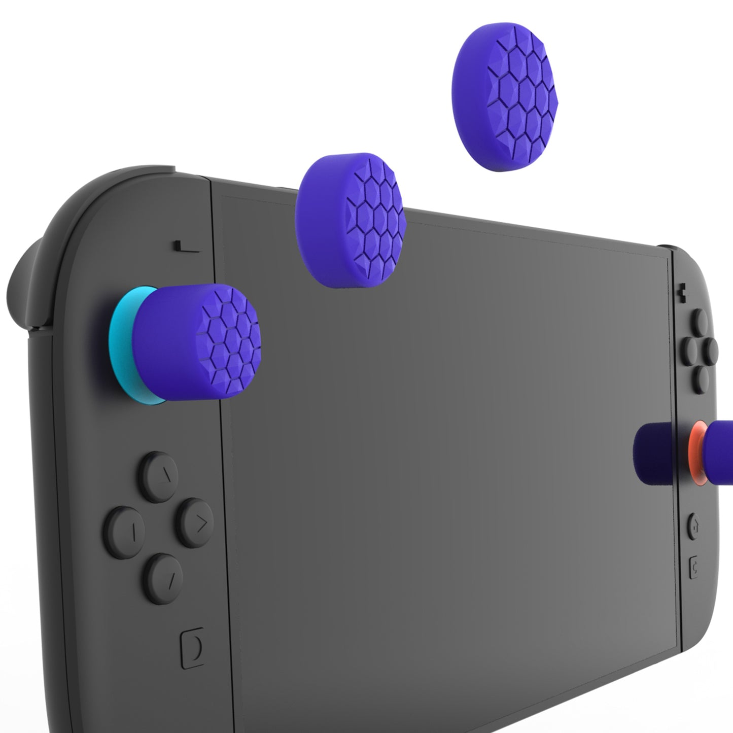 PlayVital QUANTUM Pro 2025年新型Switch 2対応用エルゴノミック親指グリップキャップ 3段階高さ(凸型・凹型)調整対応 エイム精度向上 ダイヤモンドテクスチャ&クラックボムデザイン【パープル】