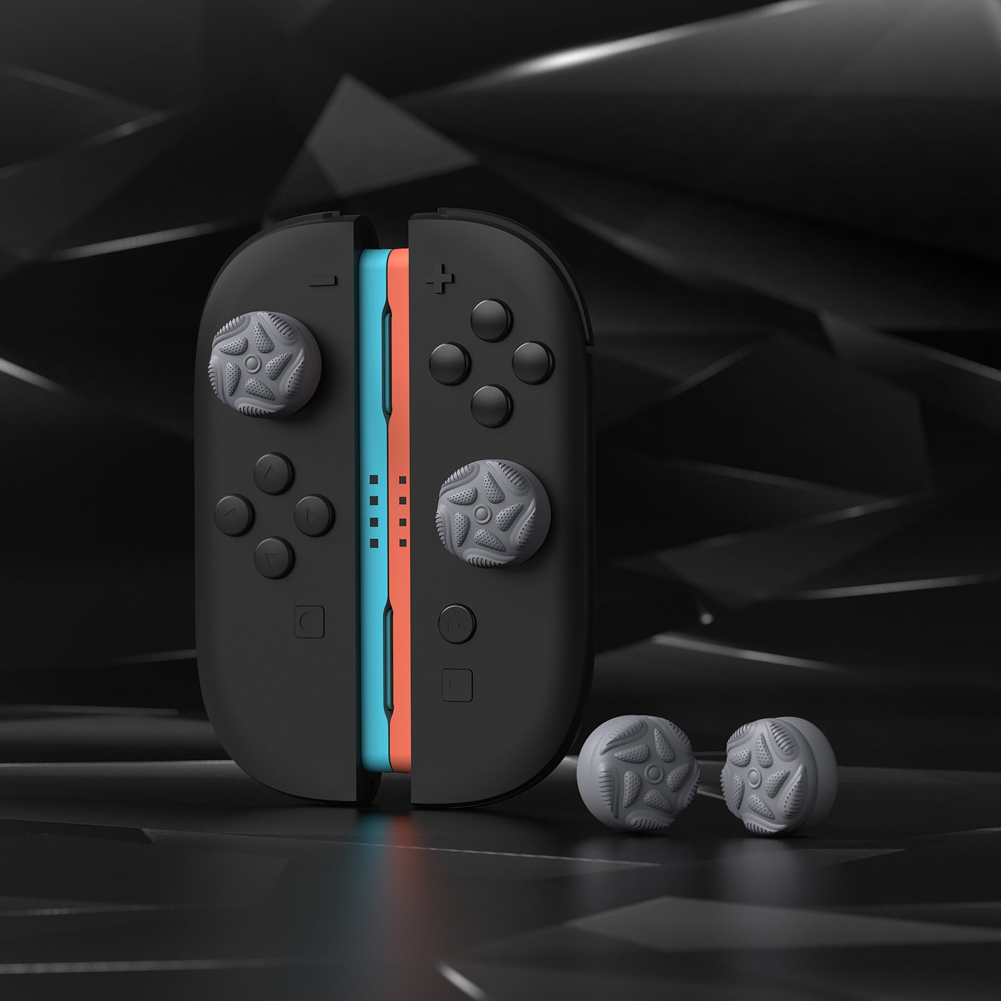 PlayVital Raindrop Texture Design サムクッションキャップ サムグリップ (4個セット) for Switch 2、Nintendo Switch 2 Joycon 用 Anti-Slip Raindrop Texture Design シリコンジョイスティックグリップカバー【グレー】