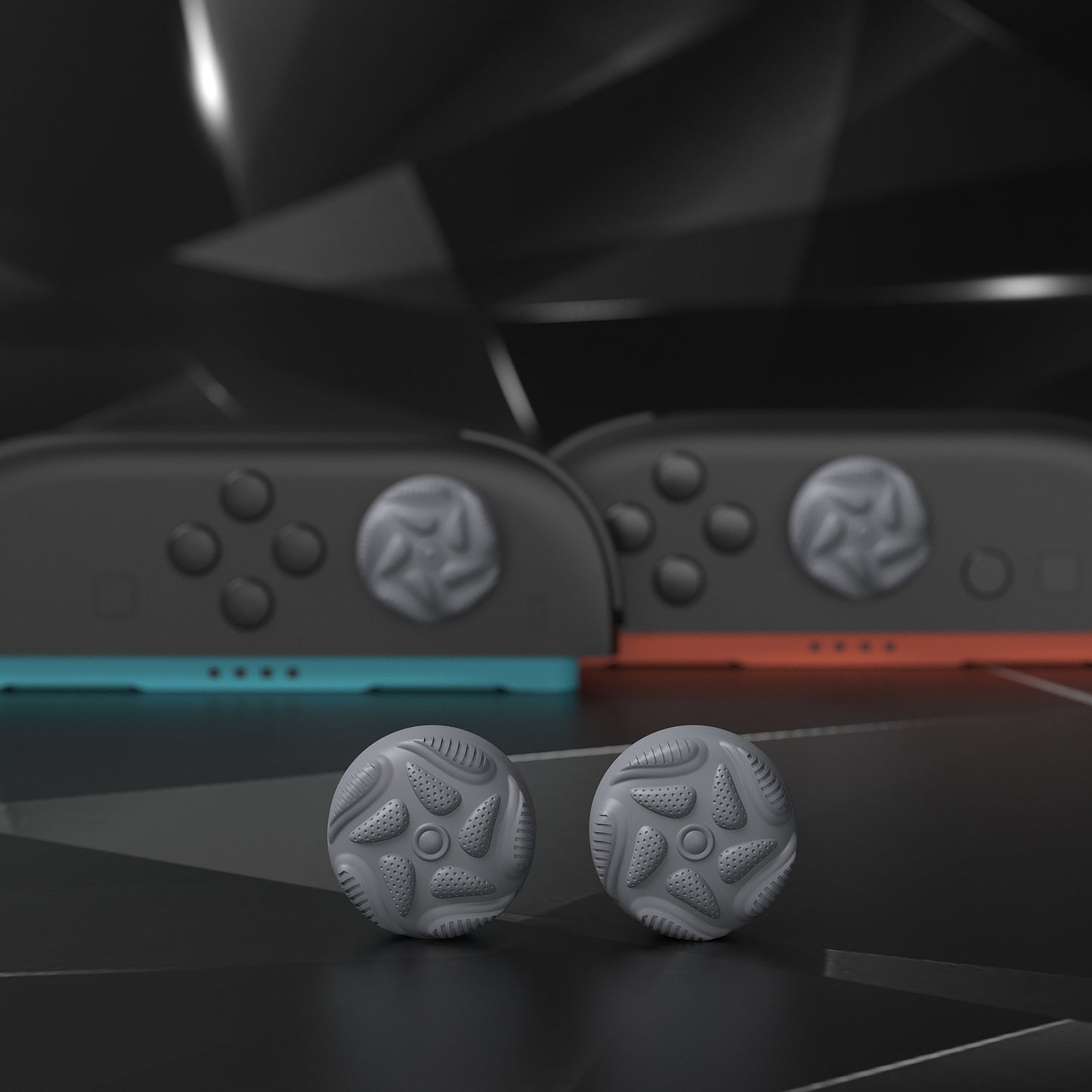 PlayVital Raindrop Texture Design サムクッションキャップ サムグリップ (4個セット) for Switch 2、Nintendo Switch 2 Joycon 用 Anti-Slip Raindrop Texture Design シリコンジョイスティックグリップカバー【グレー】