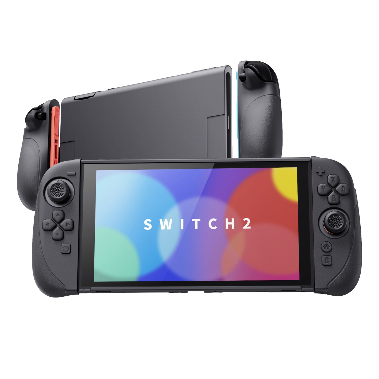 PlayVital Ranger Nintendo Switch 2(2025)対応保護カバー シリコングリップ+PC製ハードカバーケース 折りたたみスタンド&親指グリップキャップ付き ドック対応【ブラック】
