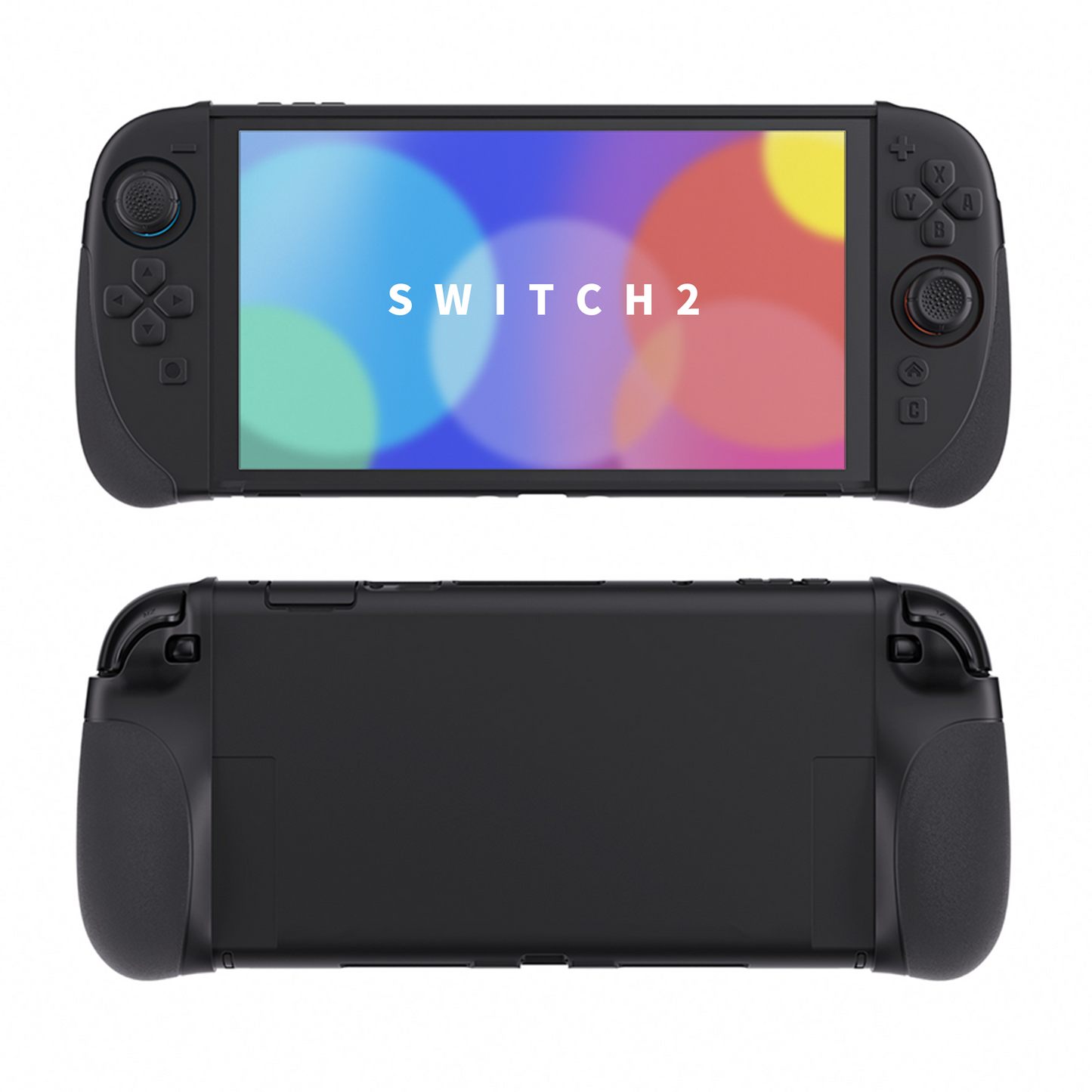 PlayVital Ranger Nintendo Switch 2(2025)対応保護カバー シリコングリップ+PC製ハードカバーケース 折りたたみスタンド&親指グリップキャップ付き ドック対応【ブラック】