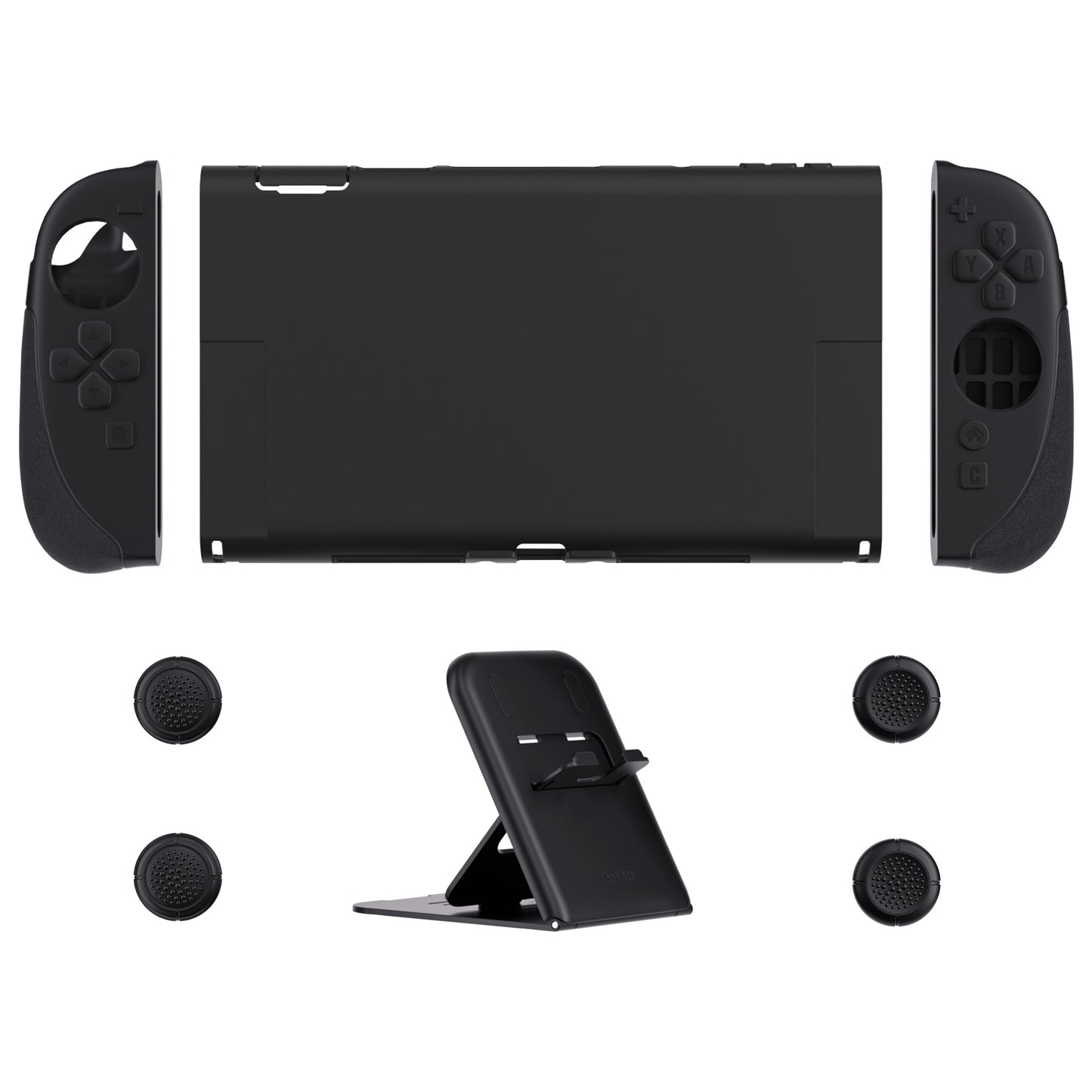 PlayVital Ranger Nintendo Switch 2(2025)対応保護カバー シリコングリップ+PC製ハードカバーケース 折りたたみスタンド&親指グリップキャップ付き ドック対応【ブラック】
