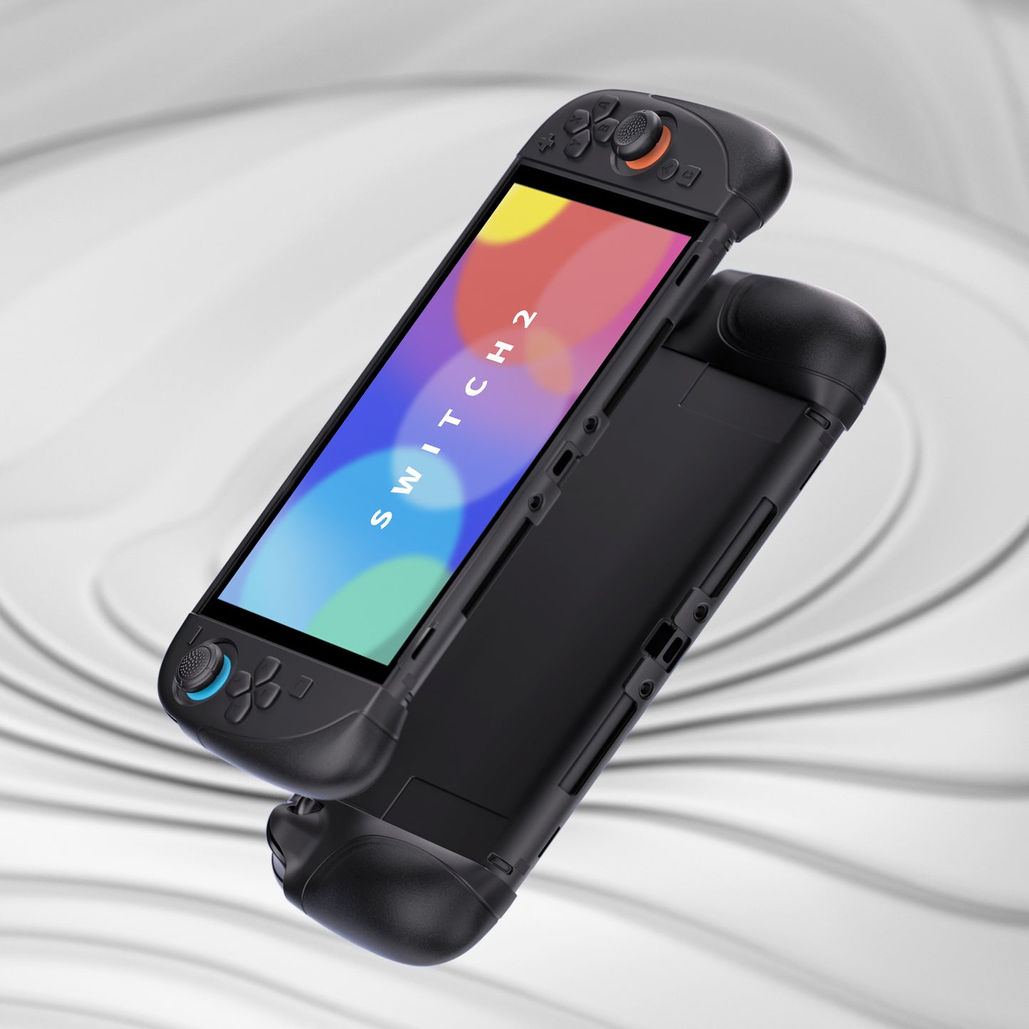 PlayVital Ranger Nintendo Switch 2(2025)対応保護カバー シリコングリップ+PC製ハードカバーケース 折りたたみスタンド&親指グリップキャップ付き ドック対応【ブラック】