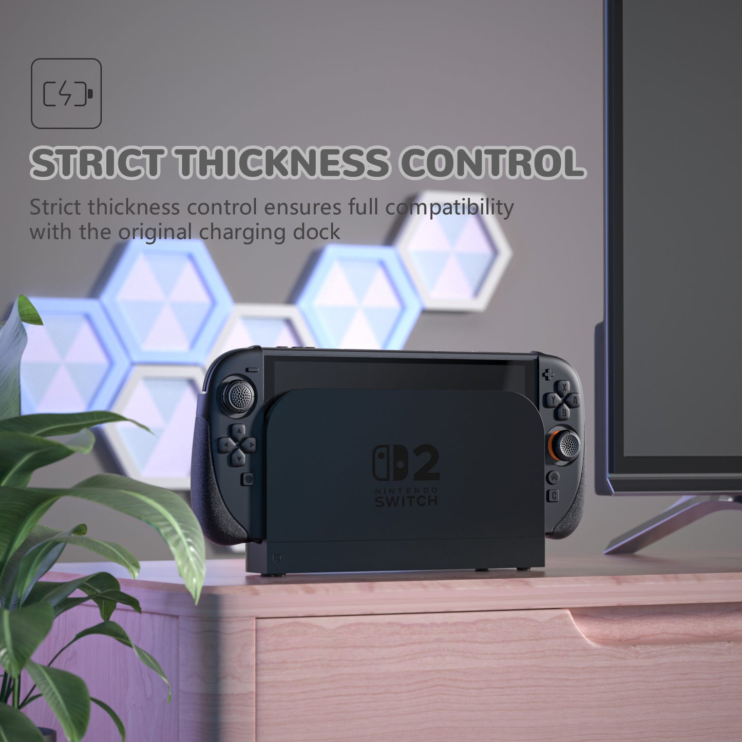 PlayVital Ranger Nintendo Switch 2(2025)対応保護カバー シリコングリップ+PC製ハードカバーケース 折りたたみスタンド&親指グリップキャップ付き ドック対応【ブラック】