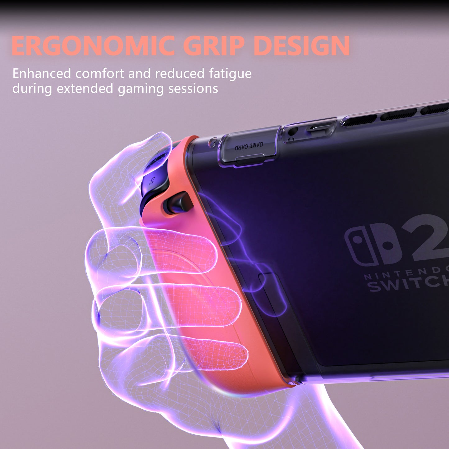 PlayVital Ranger Nintendo Switch 2(2025)対応保護カバー シリコングリップ+PC製ハードカバーケース 折りたたみスタンド&親指グリップキャップ付き ドック対応【クリアホワイト】