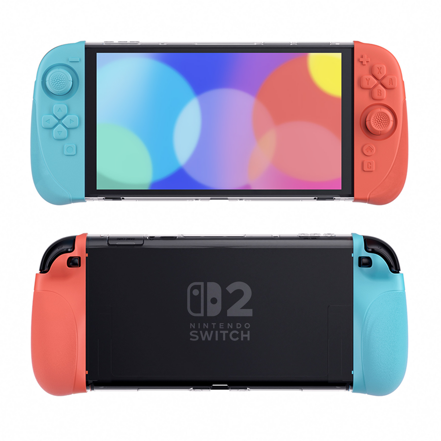PlayVital Ranger Nintendo Switch 2(2025)対応保護カバー シリコングリップ+PC製ハードカバーケース 折りたたみスタンド&親指グリップキャップ付き ドック対応【クリアホワイト】