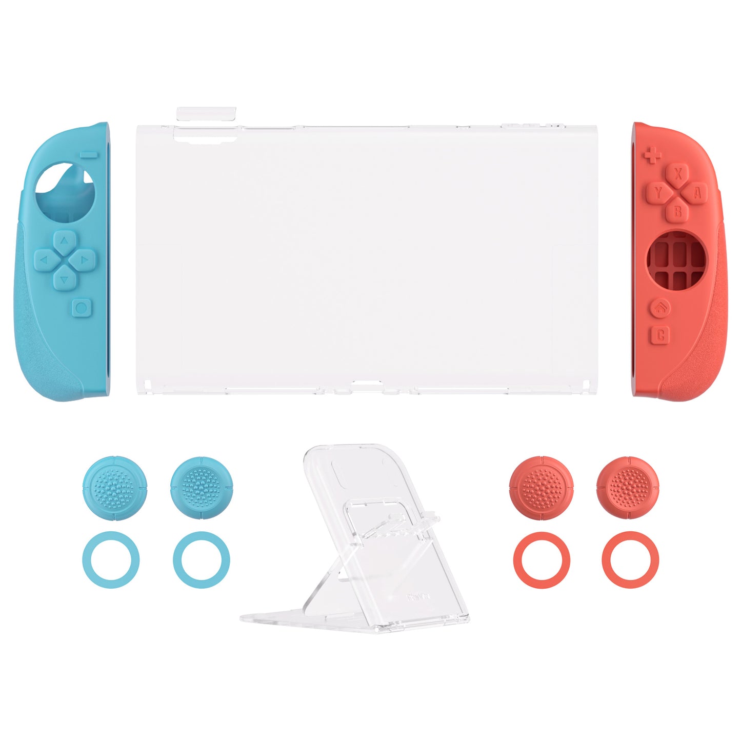 PlayVital Ranger Nintendo Switch 2(2025)対応保護カバー シリコングリップ+PC製ハードカバーケース 折りたたみスタンド&親指グリップキャップ付き ドック対応【クリアホワイト】