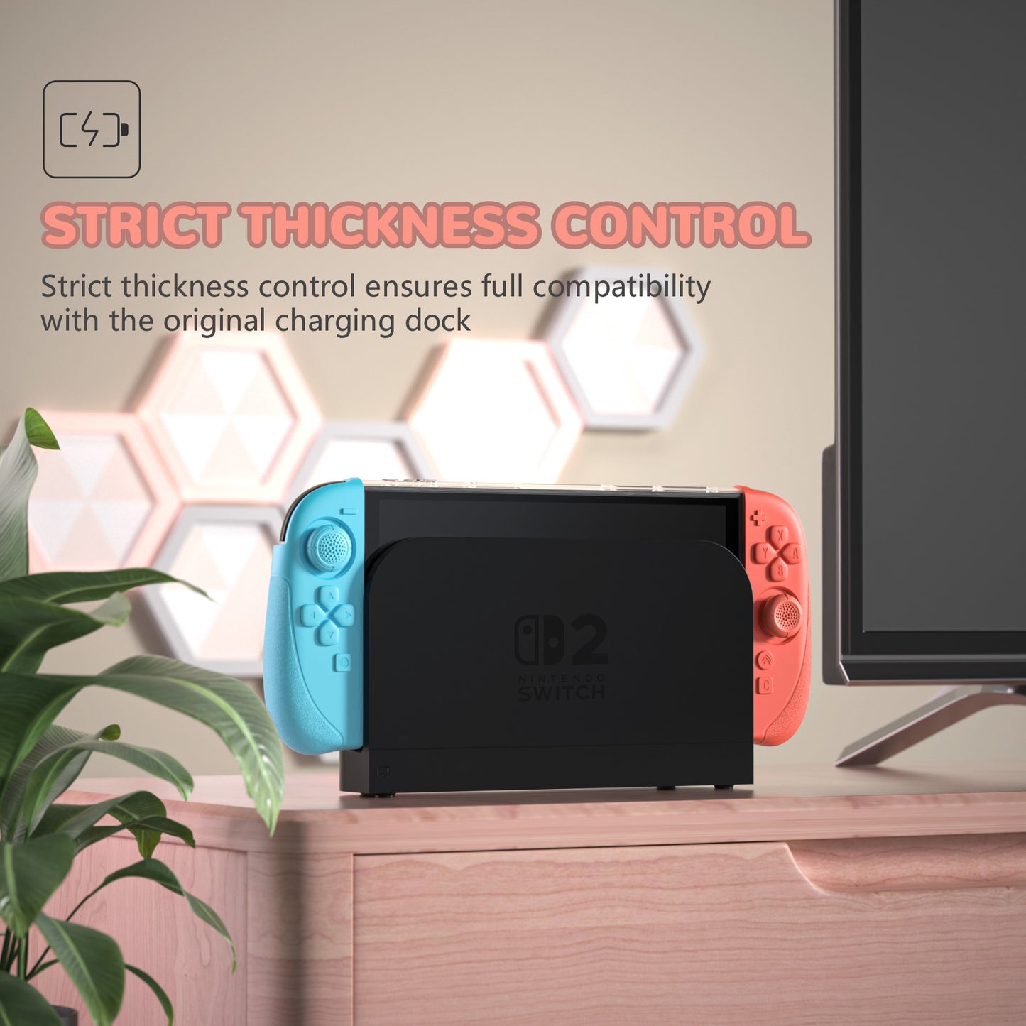 PlayVital Ranger Nintendo Switch 2(2025)対応保護カバー シリコングリップ+PC製ハードカバーケース 折りたたみスタンド&親指グリップキャップ付き ドック対応【クリアホワイト】