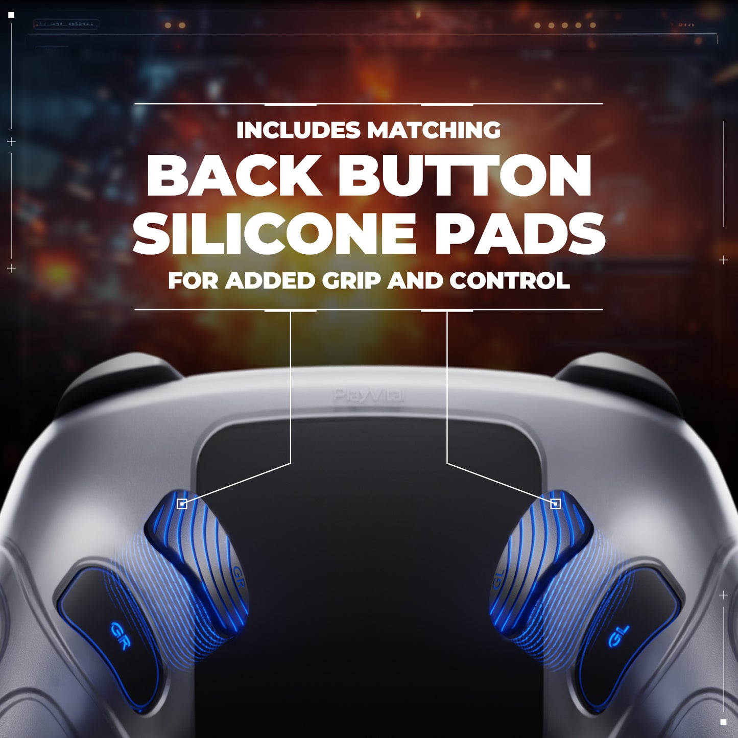 PlayVital Samurai Edition Switch 2 Proコントローラー用 保護シリコンケース 背面ボタンキャップ&親指グリップ付き【クリアホワイト】