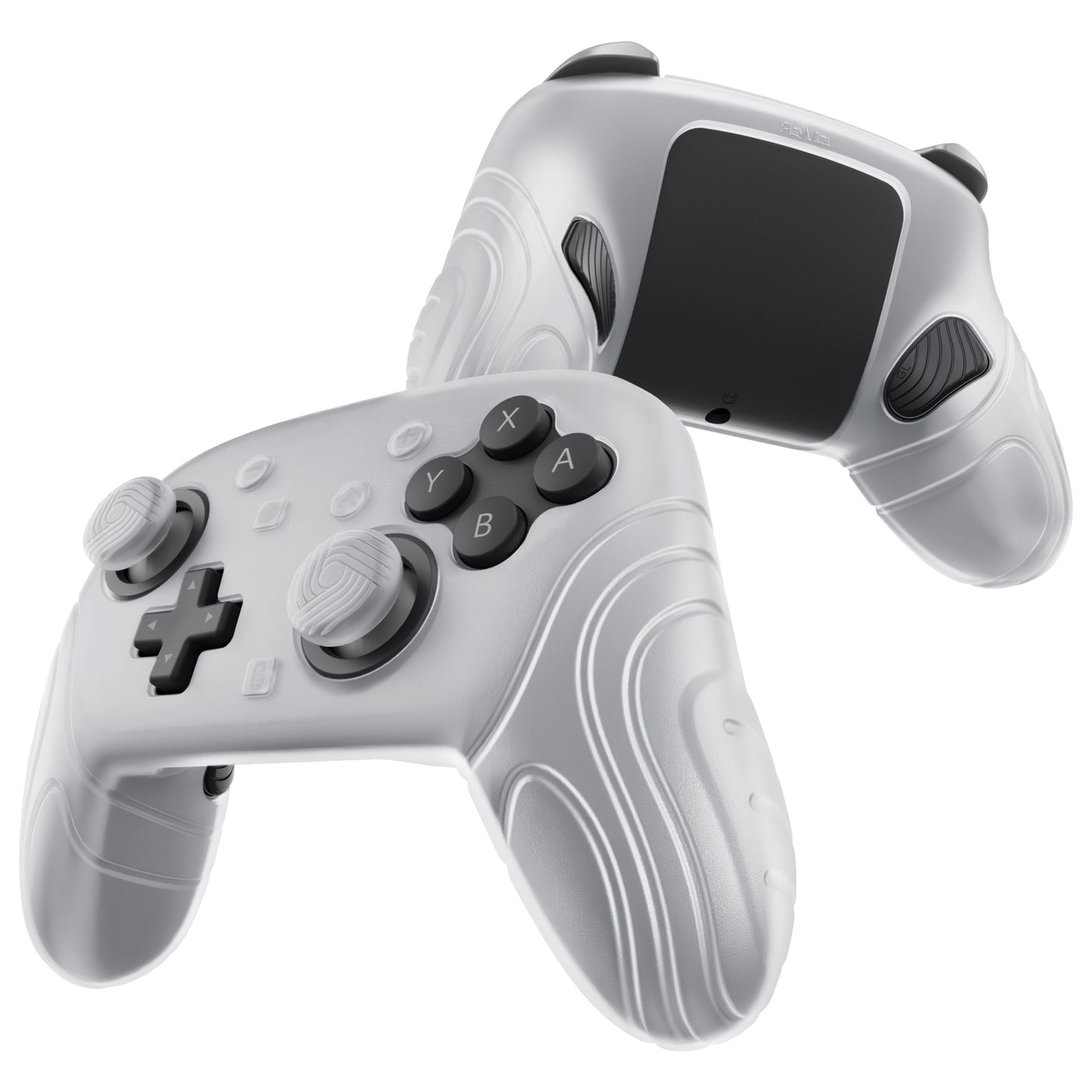PlayVital Samurai Edition Switch 2 Proコントローラー用 保護シリコンケース 背面ボタンキャップ&親指グリップ付き【クリアホワイト】