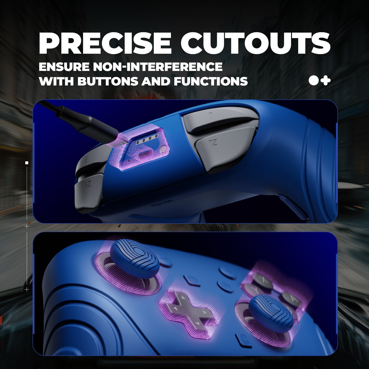 PlayVital Samurai Edition Switch 2 Proコントローラー用 保護シリコンケース 背面ボタンキャップ&親指グリップ&ステッカー付き【ブルー】
