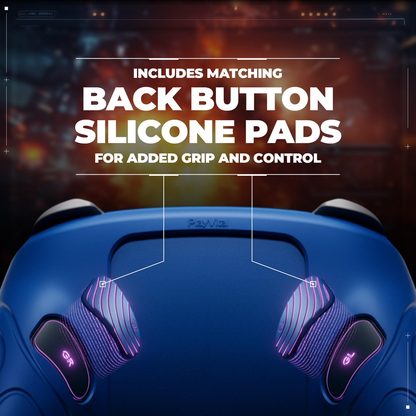 PlayVital Samurai Edition Switch 2 Proコントローラー用 保護シリコンケース 背面ボタンキャップ&親指グリップ&ステッカー付き【ブルー】