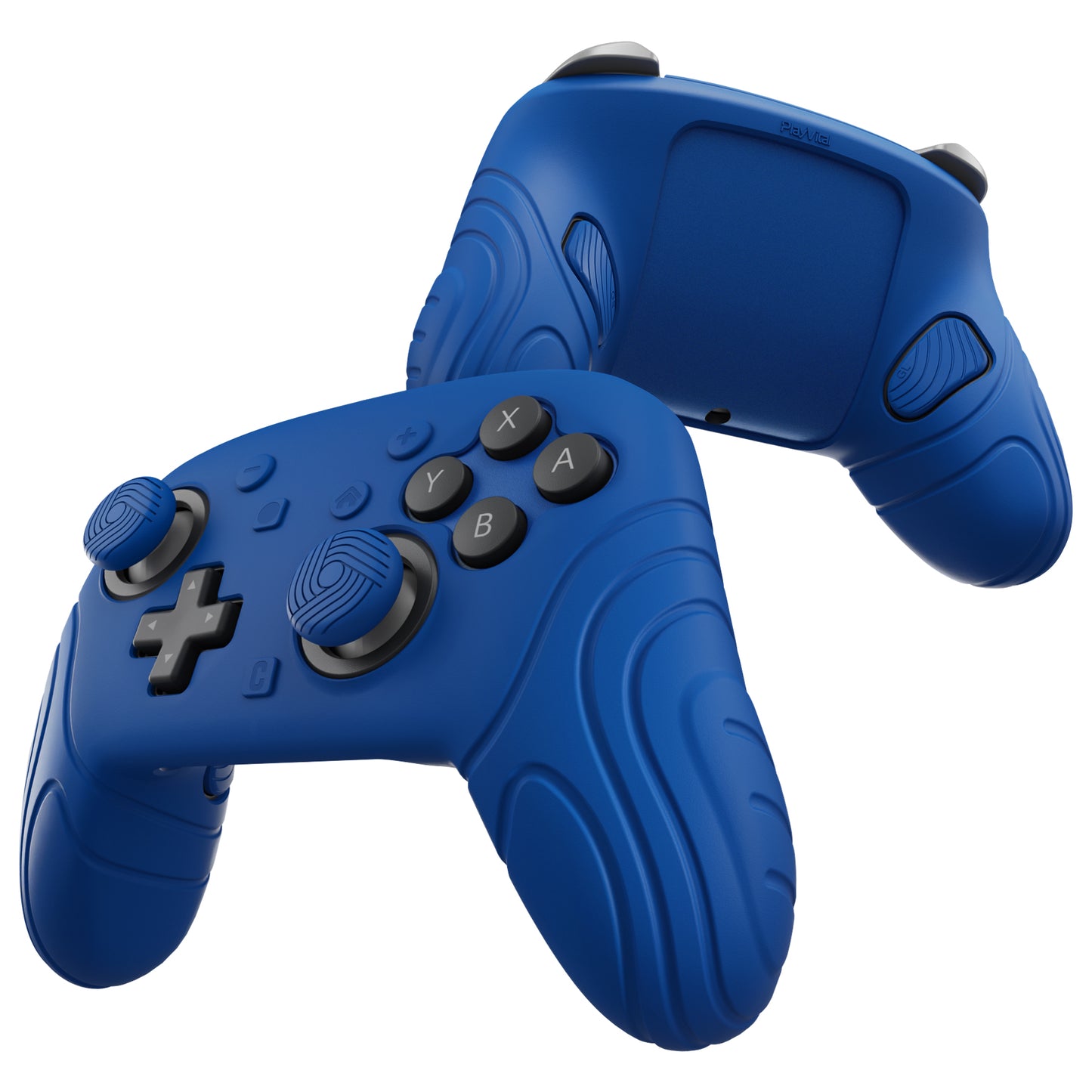 PlayVital Samurai Edition Switch 2 Proコントローラー用 保護シリコンケース 背面ボタンキャップ&親指グリップ&ステッカー付き【ブルー】