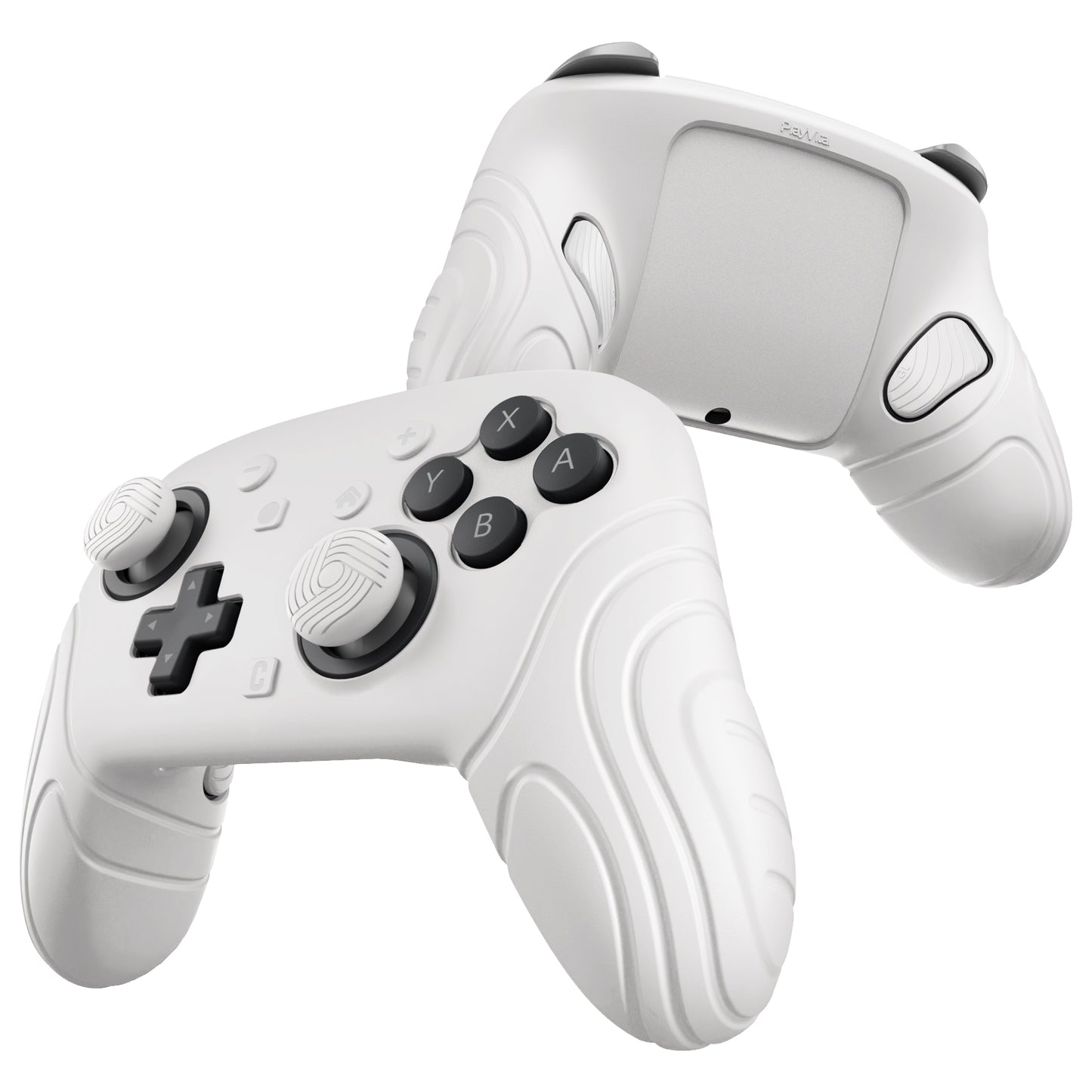PlayVital Samurai Edition Switch 2 Proコントローラー用 保護シリコンケース 背面ボタンキャップ&親指グリップ&ステッカー付き【ホワイト】