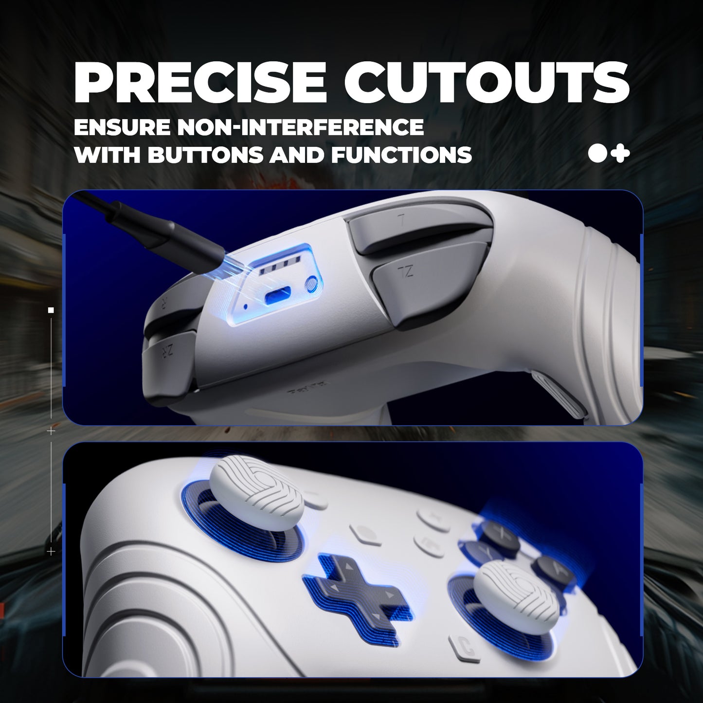 PlayVital Samurai Edition Switch 2 Proコントローラー用 保護シリコンケース 背面ボタンキャップ&親指グリップ&ステッカー付き【ホワイト】