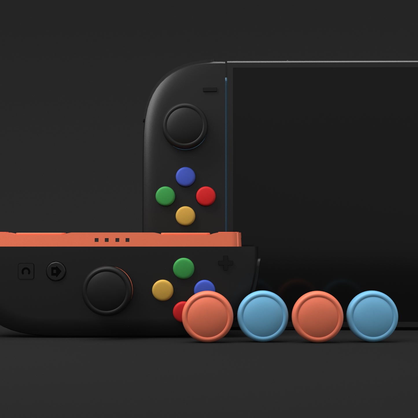 PlayVital Nintendo Switch 2(2025)対応 シリコンボタンカバー&親指グリップセット Joycon2対応 ABXY・方向ボタン用カラフルキャップ8個&ジョイスティックカバー4個セット【ブラック+グレー+ブルー+オレンジ】