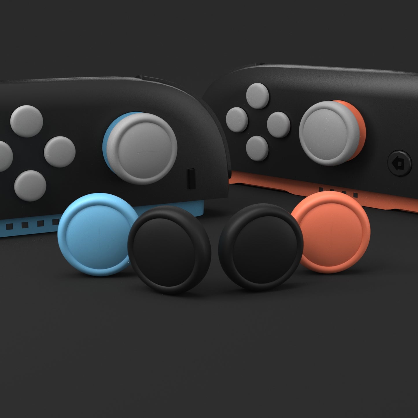 PlayVital Nintendo Switch 2(2025)対応 シリコンボタンカバー&親指グリップセット Joycon2対応 ABXY・方向ボタン用カラフルキャップ8個&ジョイスティックカバー4個セット【ブラック+グレー+ブルー+オレンジ】