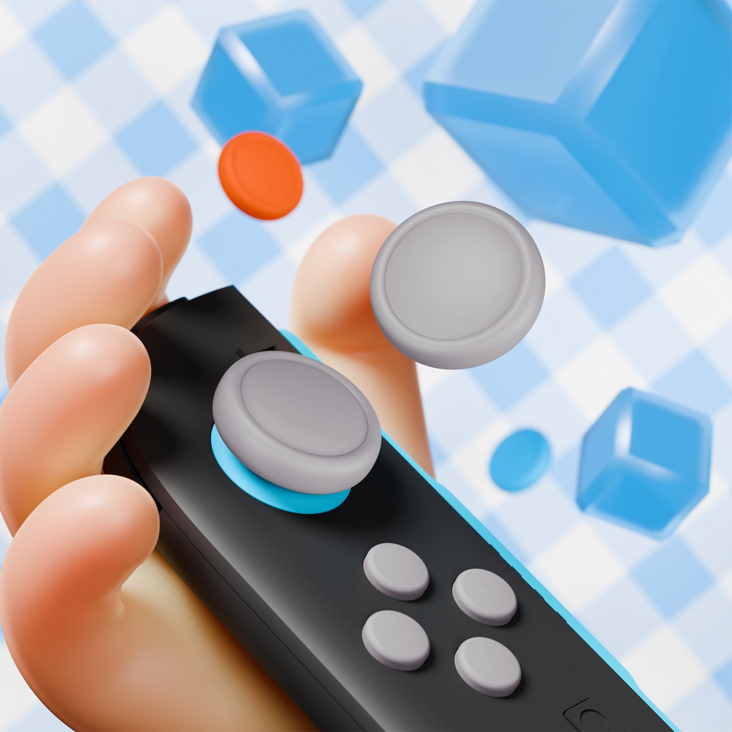 PlayVital Nintendo Switch 2(2025)対応 シリコンボタンカバー&親指グリップセット Joycon2対応 ABXY・方向ボタン用カラフルキャップ8個&ジョイスティックカバー4個セット【ブラック+グレー+ブルー+オレンジ】