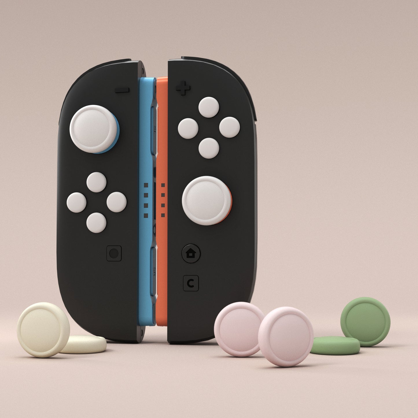 PlayVital Nintendo Switch 2(2025)対応 シリコンボタンカバー&親指グリップセット Joycon2対応 ABXY・方向ボタン用カラフルキャップ8個&ジョイスティックカバー4個セット【ホワイト+イエロー+ピンク+抹茶グリーン】