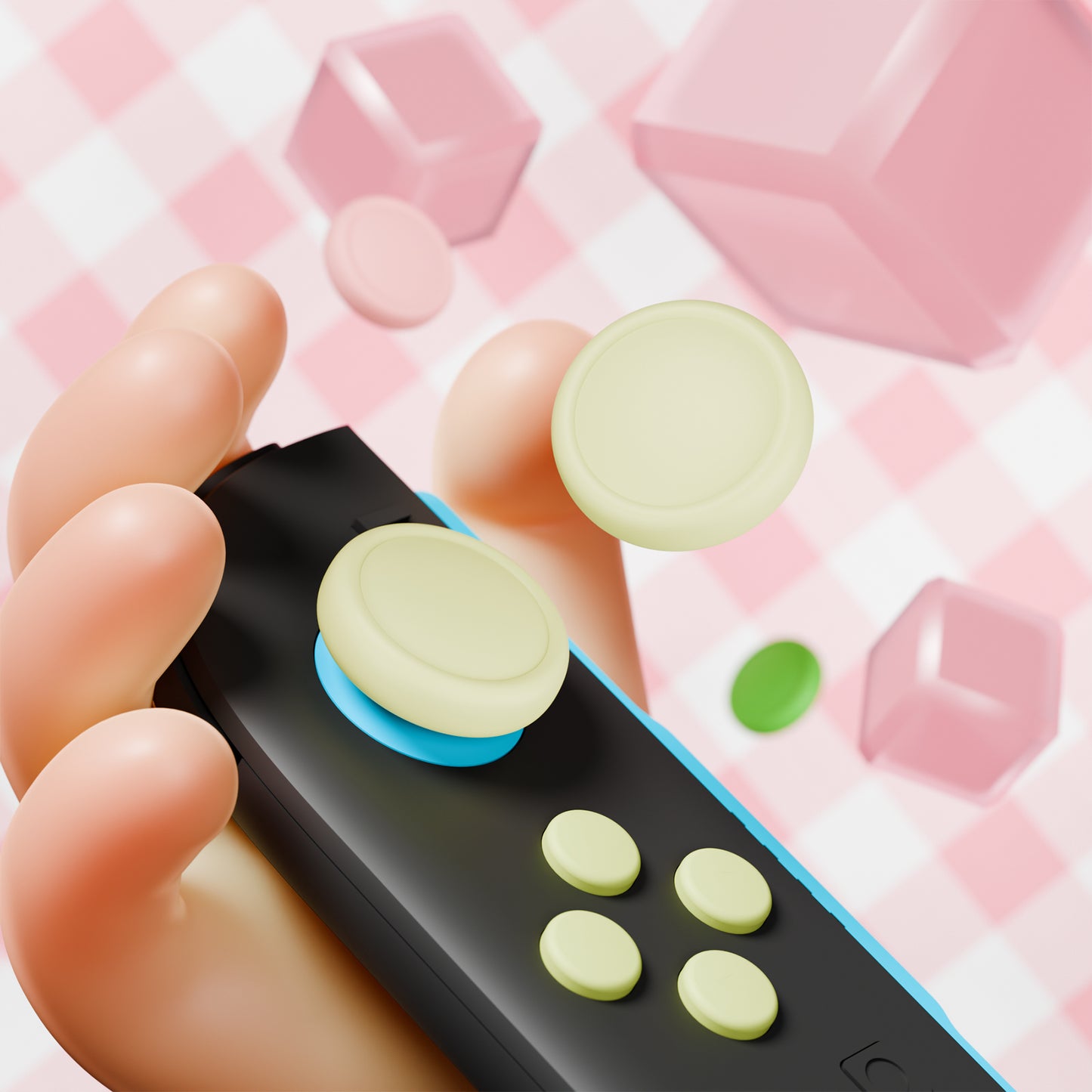 PlayVital Nintendo Switch 2(2025)対応 シリコンボタンカバー&親指グリップセット Joycon2対応 ABXY・方向ボタン用カラフルキャップ8個&ジョイスティックカバー4個セット【ホワイト+イエロー+ピンク+抹茶グリーン】